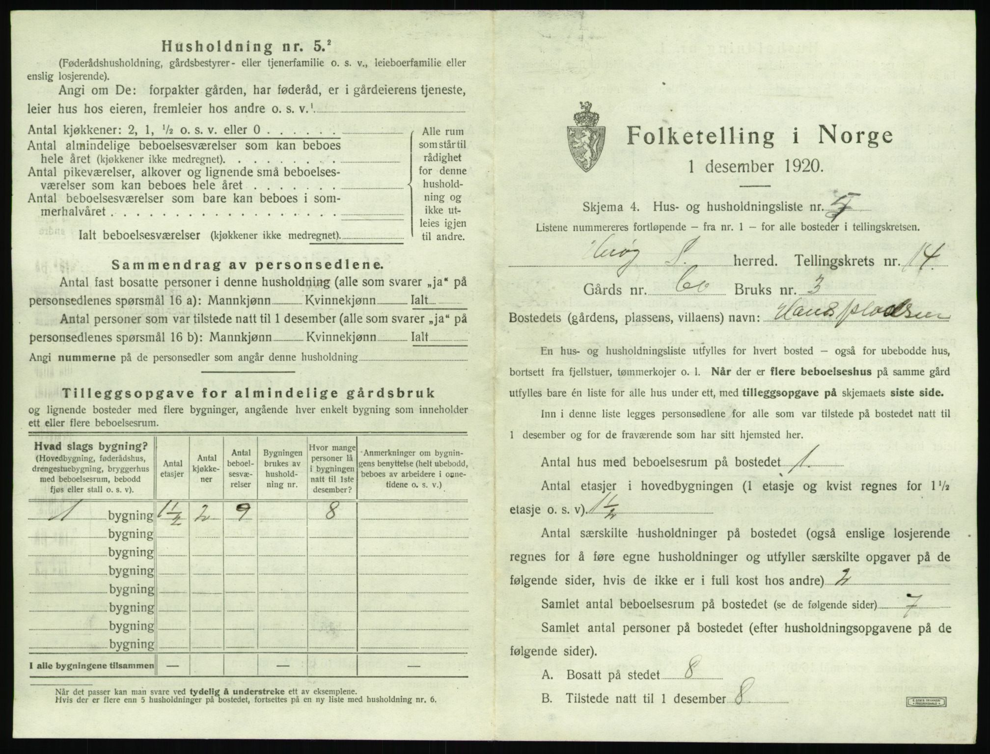 SAT, 1920 census for Herøy (MR), 1920, p. 1105