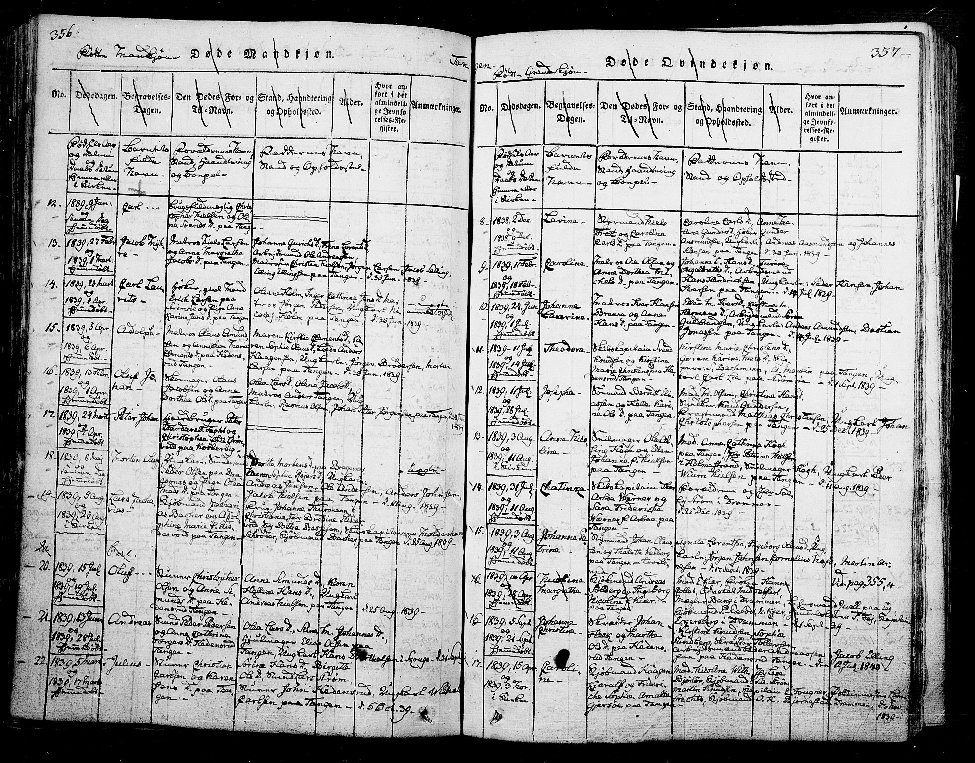 Skoger kirkebøker, AV/SAKO-A-59/F/Fa/L0002: Parish register (official) no. I 2 /2, 1814-1842, p. 356-357