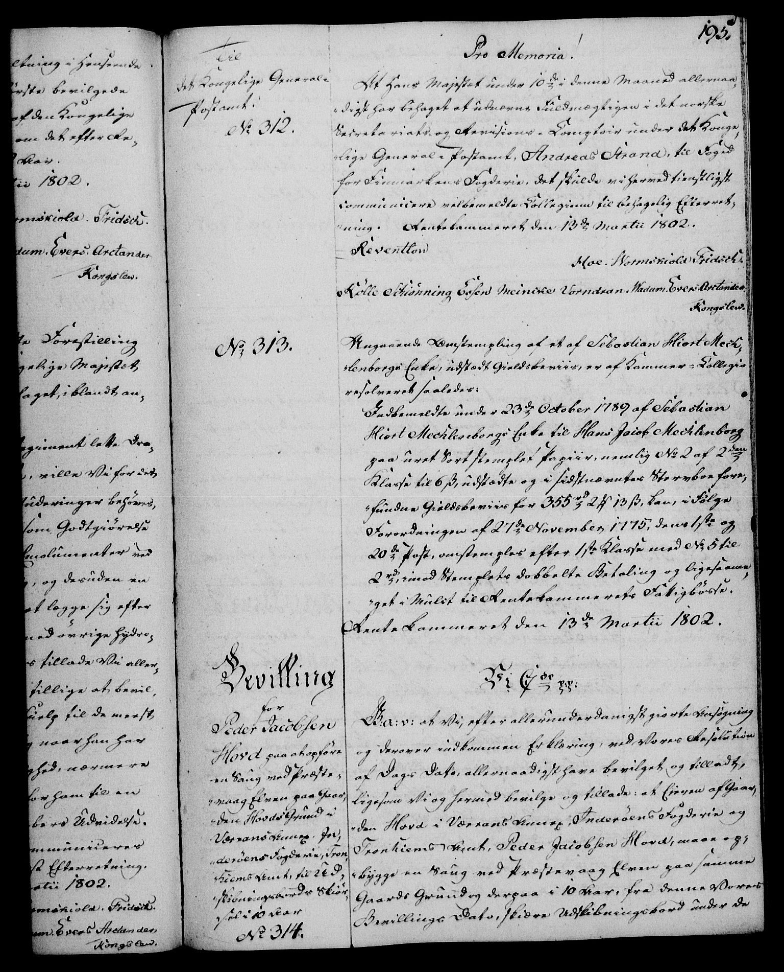 Rentekammeret, Kammerkanselliet, AV/RA-EA-3111/G/Gg/Gga/L0017: Norsk ekspedisjonsprotokoll med register (merket RK 53.17), 1801-1803, p. 195
