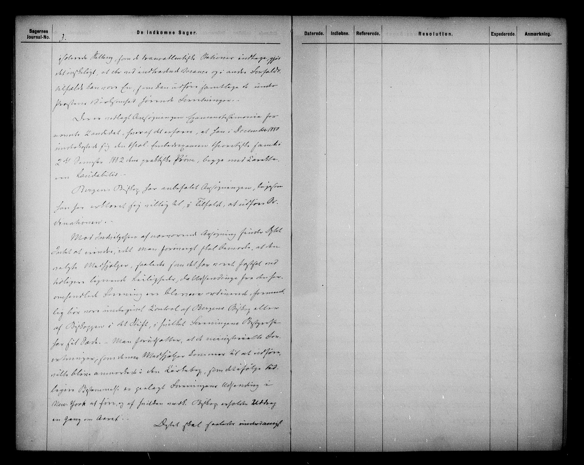 Kirke- og undervisningsdepartementet, Kontoret  for kirke og geistlighet A, AV/RA-S-1007/A/Aa/L0219: Referatprotokoll bd. 1. Ref.nr. 1-143, 1883