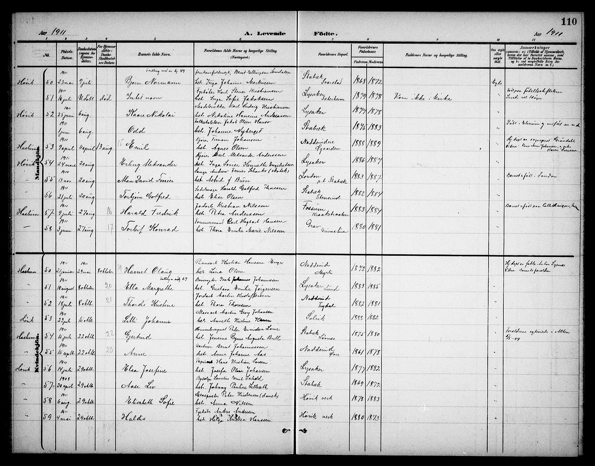 Østre Bærum prestekontor Kirkebøker, AV/SAO-A-10887/G/Ga/L0001: Parish register (copy) no. 1, 1898-1913, p. 110