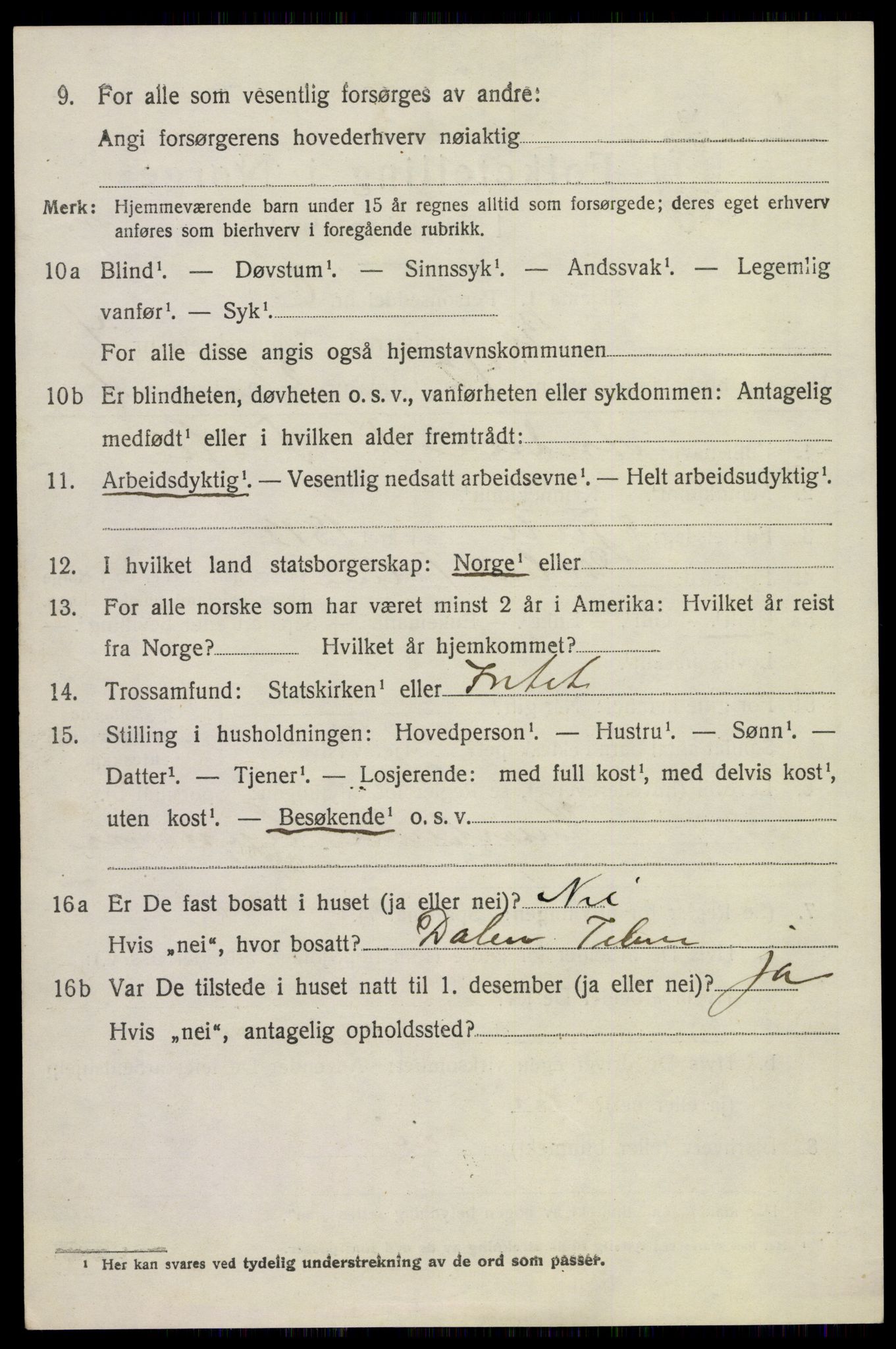 SAKO, 1920 census for Bø (Telemark), 1920, p. 3597