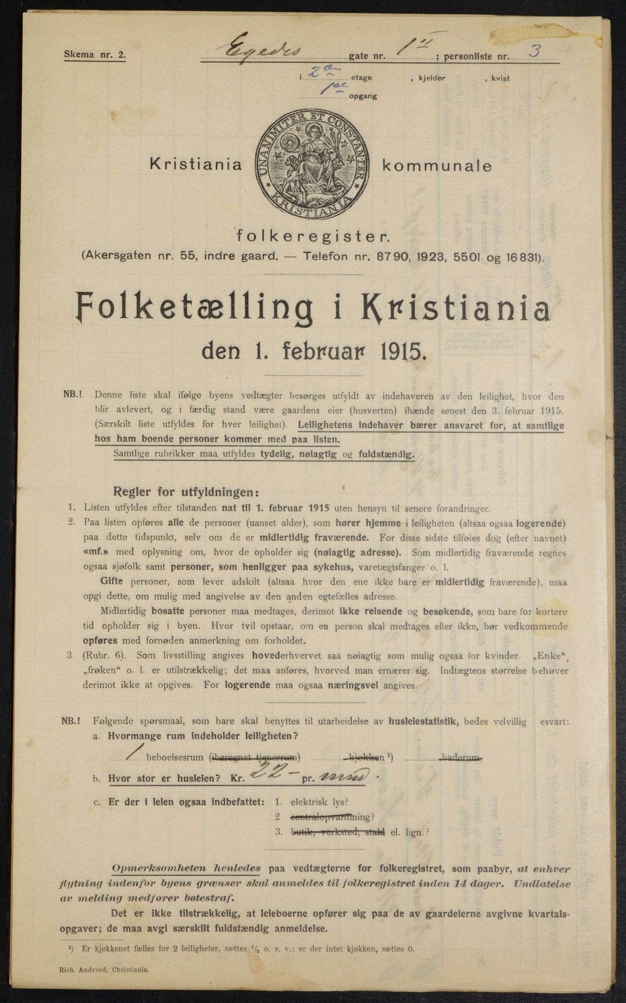 OBA, Municipal Census 1915 for Kristiania, 1915, p. 18302