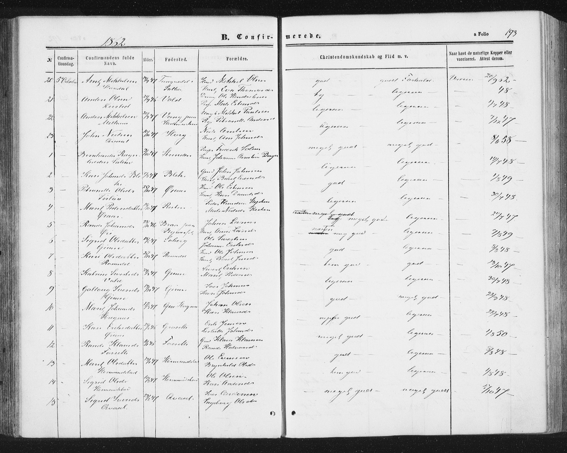 Ministerialprotokoller, klokkerbøker og fødselsregistre - Sør-Trøndelag, AV/SAT-A-1456/691/L1077: Parish register (official) no. 691A09, 1862-1873, p. 193