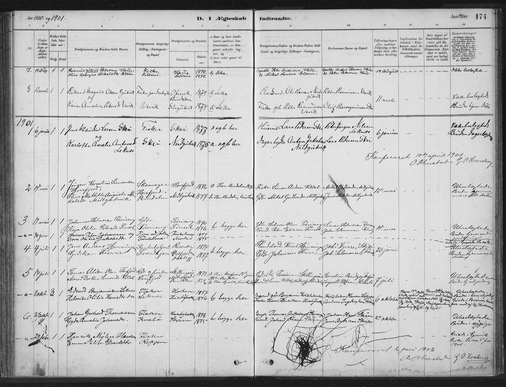 Ministerialprotokoller, klokkerbøker og fødselsregistre - Nord-Trøndelag, SAT/A-1458/788/L0697: Parish register (official) no. 788A04, 1878-1902, p. 174