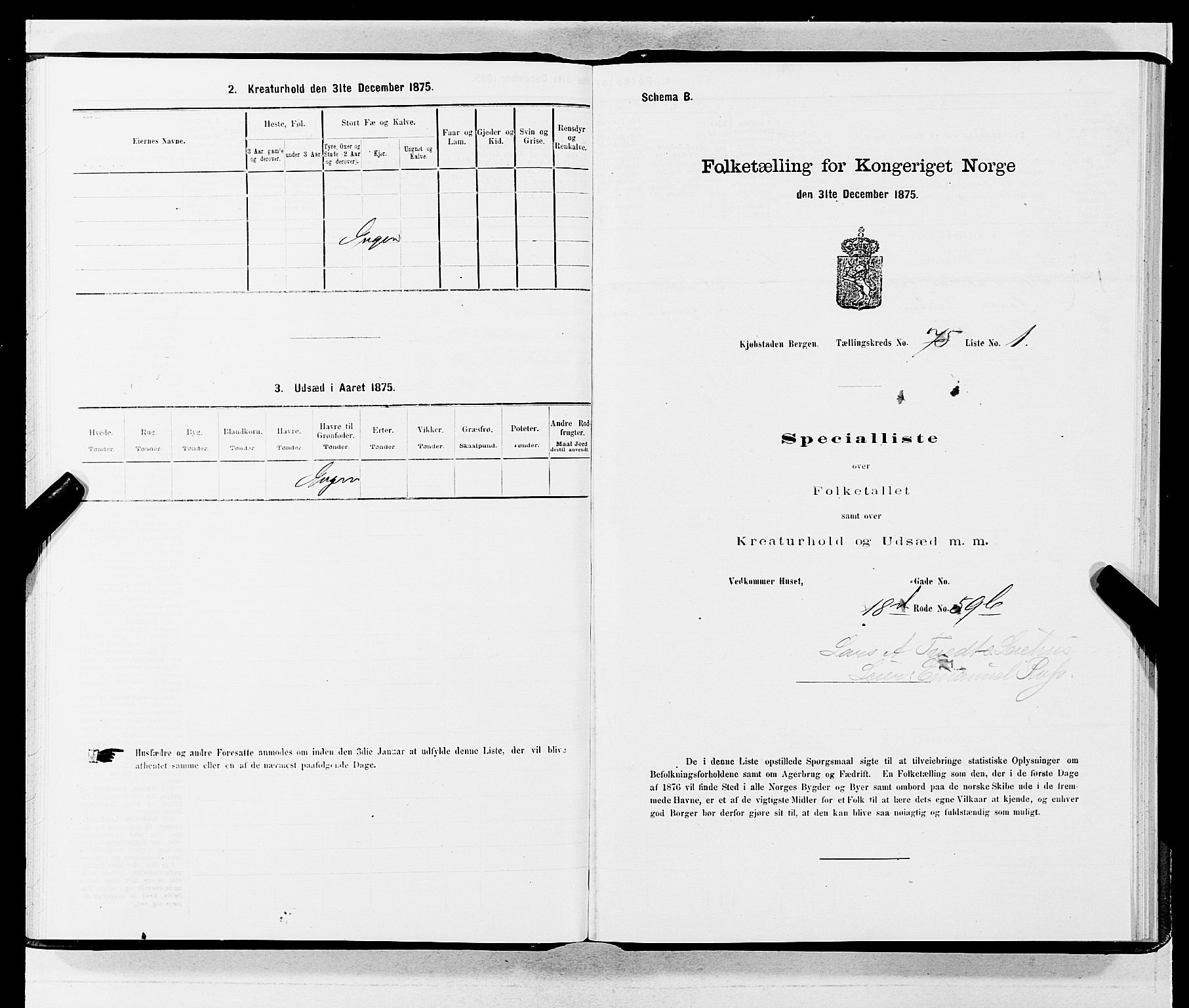 SAB, 1875 census for 1301 Bergen, 1875, p. 4007