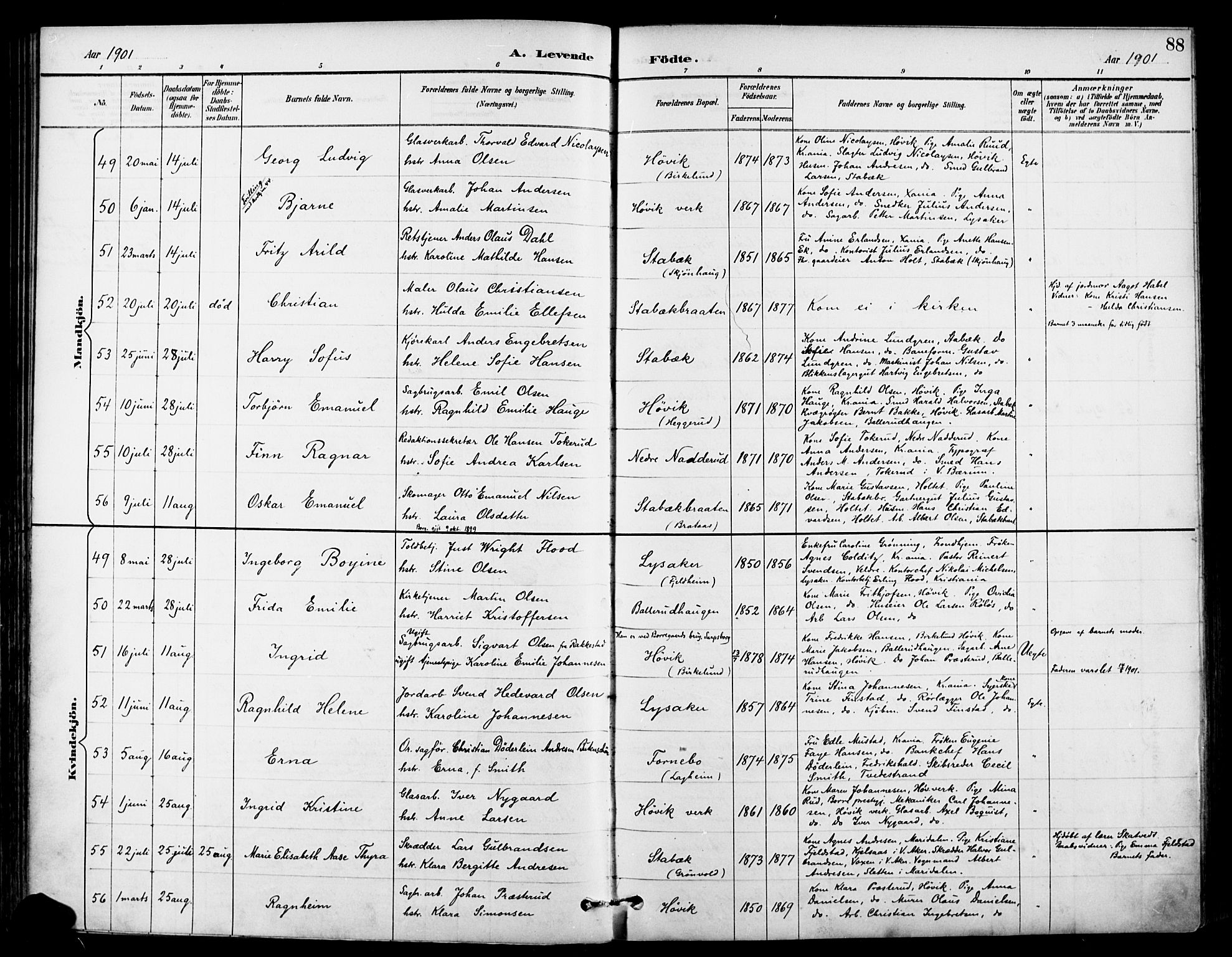 Asker prestekontor Kirkebøker, SAO/A-10256a/F/Fc/L0003: Parish register (official) no. III 3, 1892-1904, p. 88