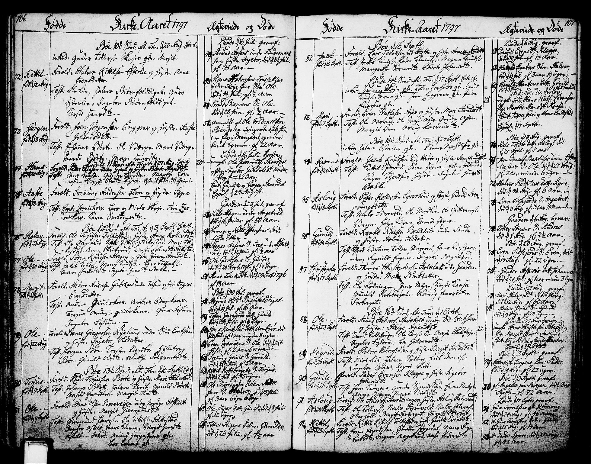 Bø kirkebøker, SAKO/A-257/F/Fa/L0005: Parish register (official) no. 5, 1785-1815, p. 106-107