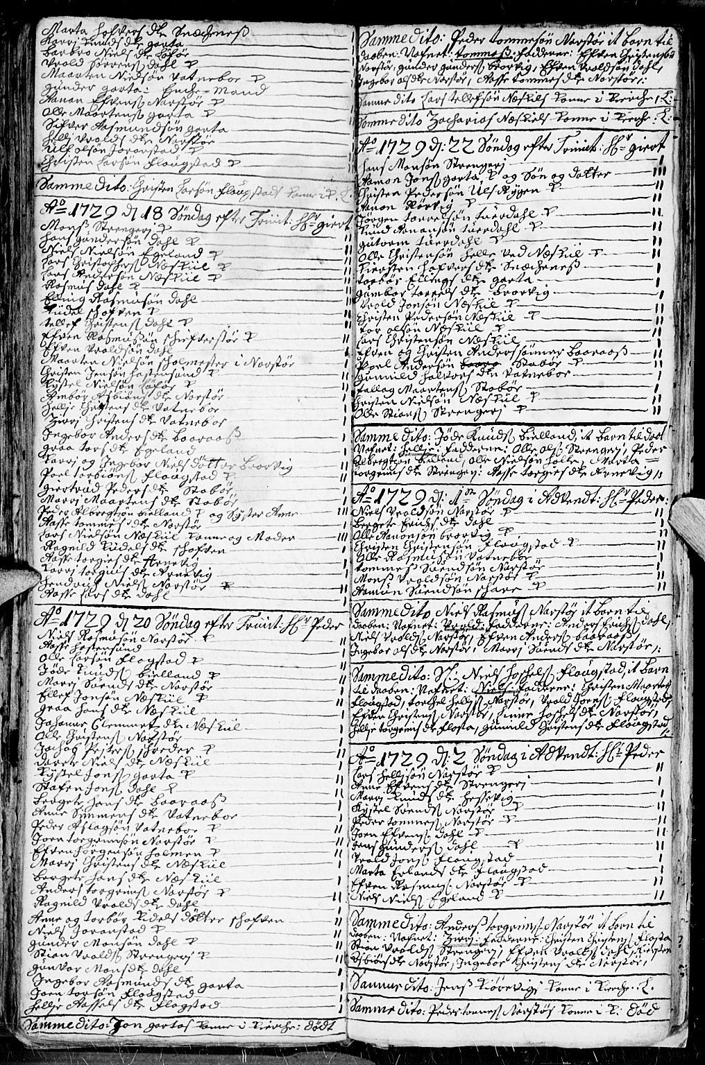 Dypvåg sokneprestkontor, AV/SAK-1111-0007/F/Fb/Fba/L0003: Parish register (copy) no. B 3, 1715-1738, p. 121