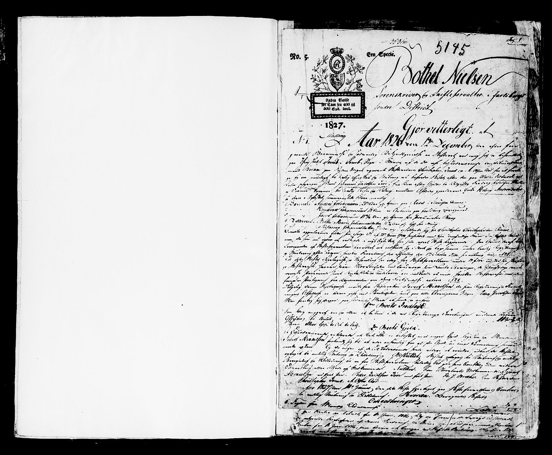 Søndre Jarlsberg sorenskriveri, AV/SAKO-A-129/H/Hb/Hbd/L0001: Skifteutlodningsprotokoll, 1826-1837, p. 1a