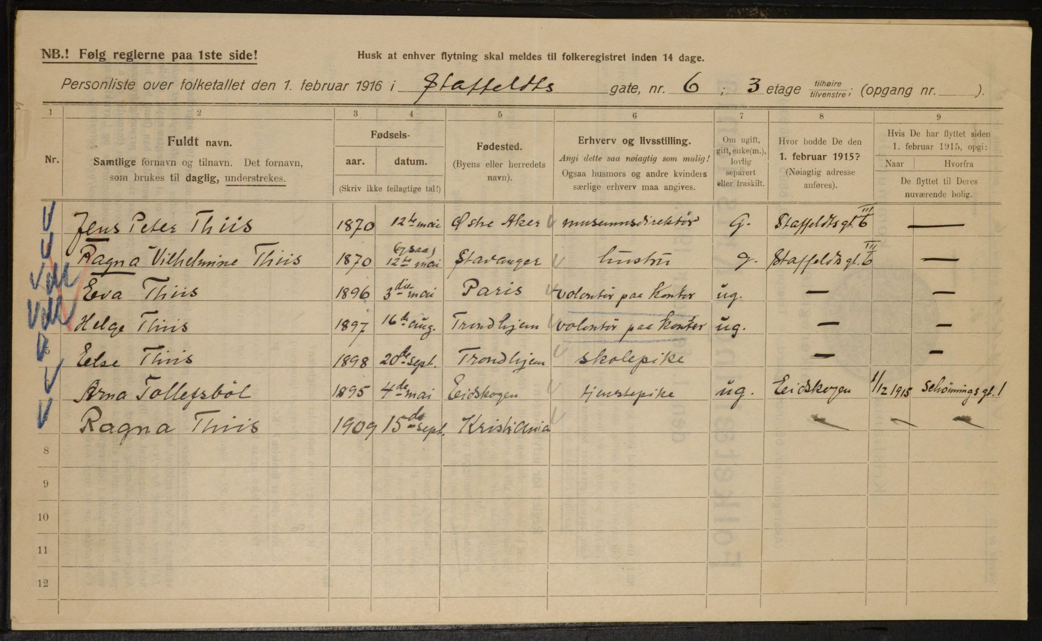 OBA, Municipal Census 1916 for Kristiania, 1916, p. 103270