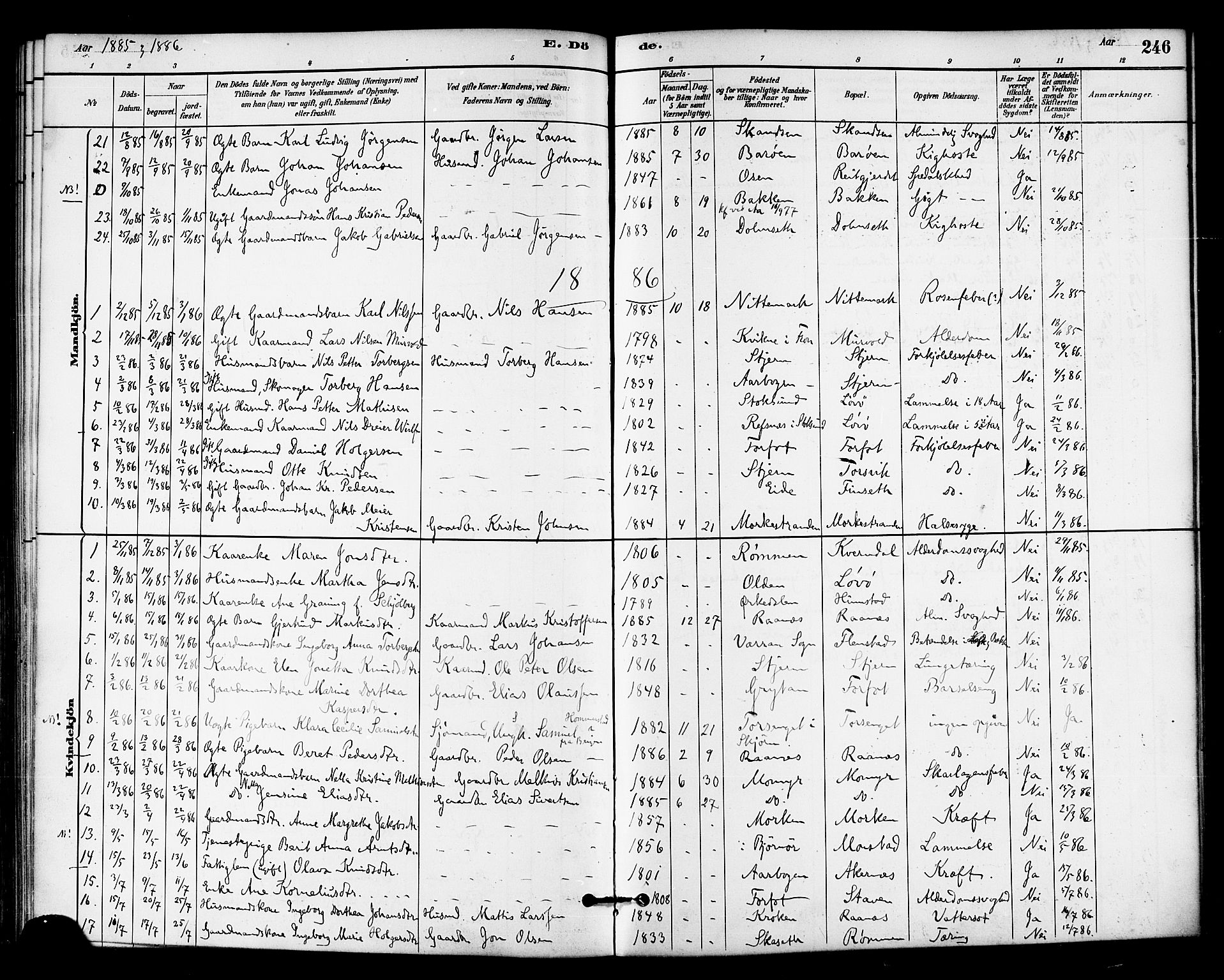 Ministerialprotokoller, klokkerbøker og fødselsregistre - Sør-Trøndelag, SAT/A-1456/655/L0680: Parish register (official) no. 655A09, 1880-1894, p. 246