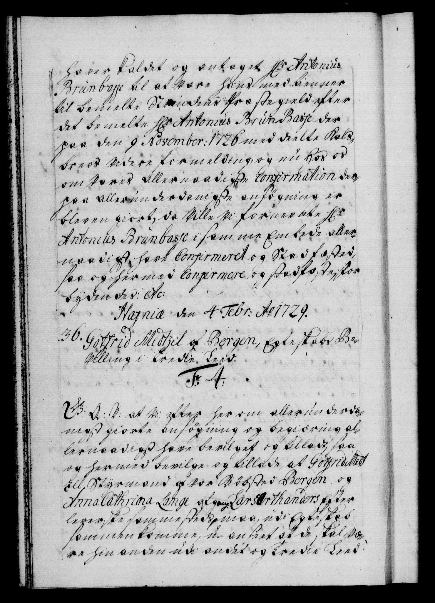 Danske Kanselli 1572-1799, AV/RA-EA-3023/F/Fc/Fca/Fcaa/L0026: Norske registre, 1729-1730, p. 19b