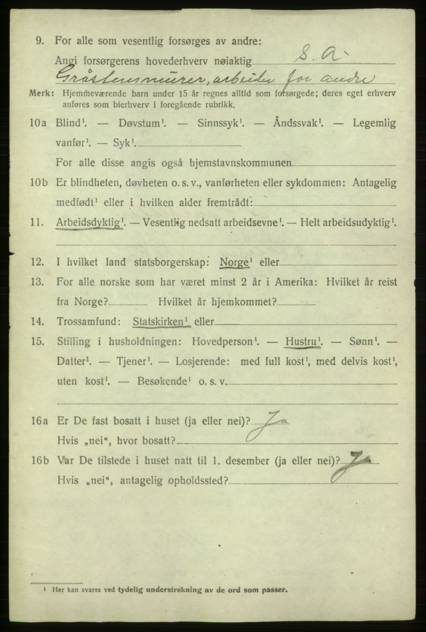 SAB, 1920 census for Ølen, 1920, p. 3160