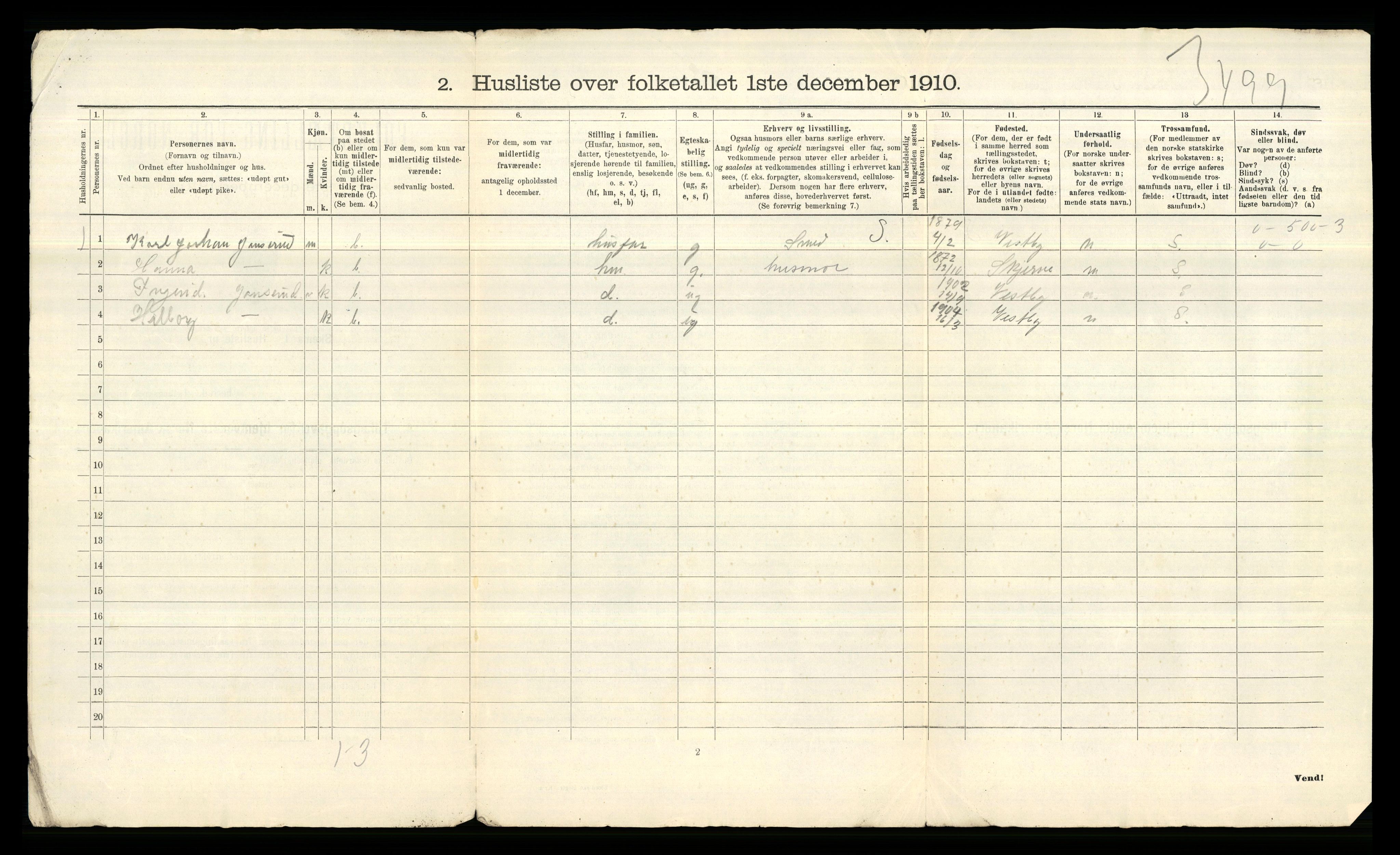 RA, 1910 census for Ås, 1910, p. 42