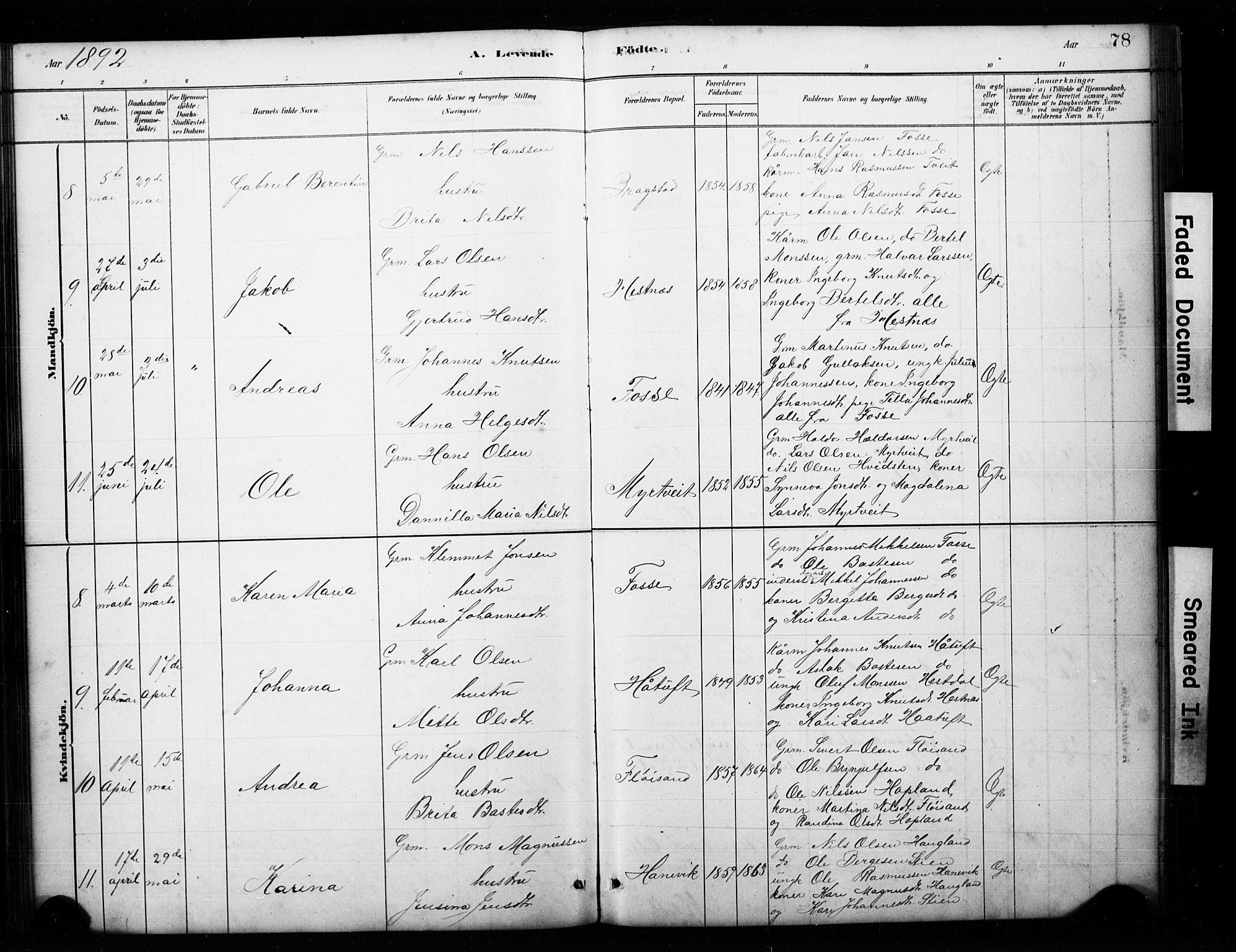 Alversund Sokneprestembete, AV/SAB-A-73901/H/Ha/Hab: Parish register (copy) no. C 3, 1881-1894, p. 78