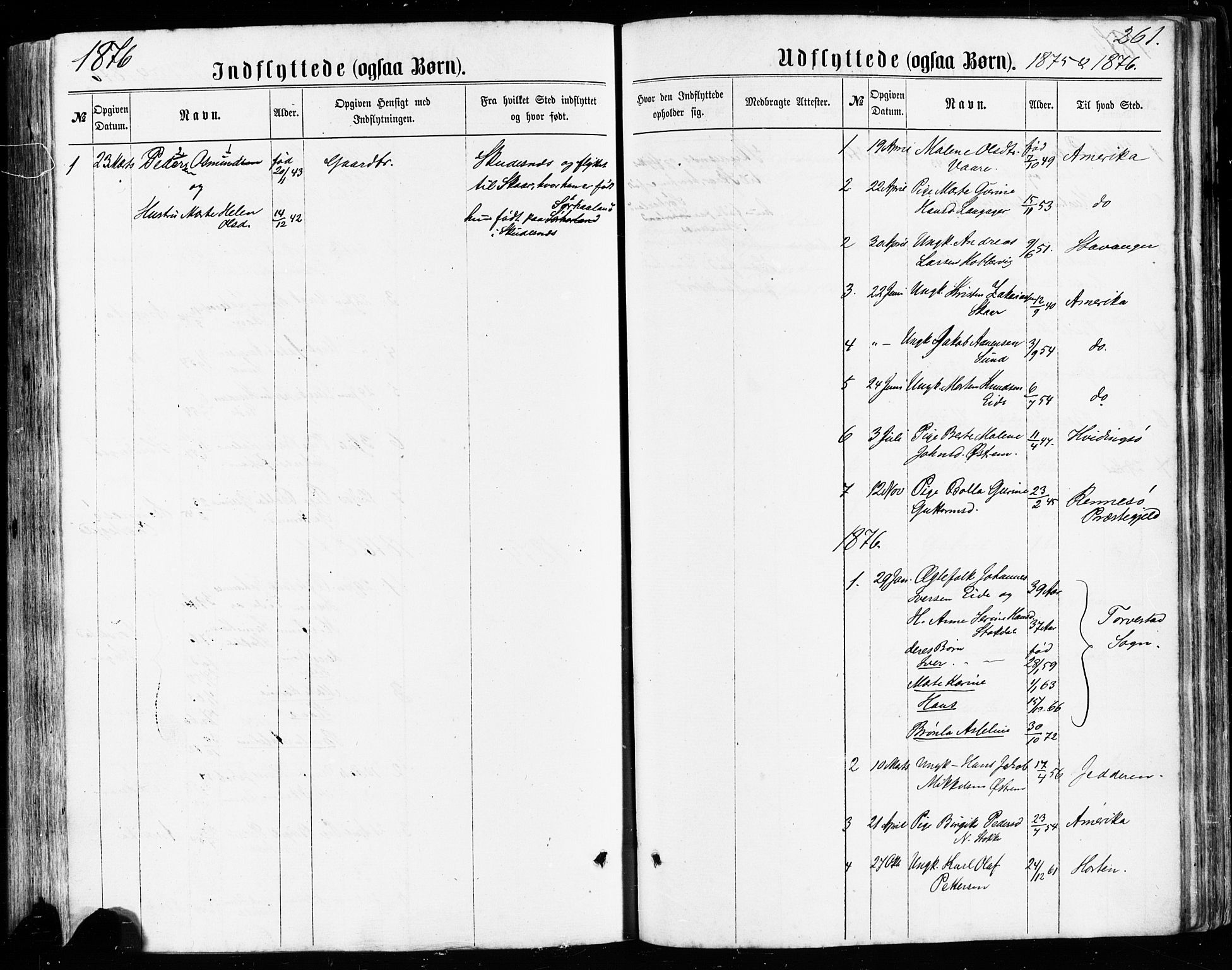 Avaldsnes sokneprestkontor, AV/SAST-A -101851/H/Ha/Haa/L0011: Parish register (official) no. A 11, 1861-1880, p. 261