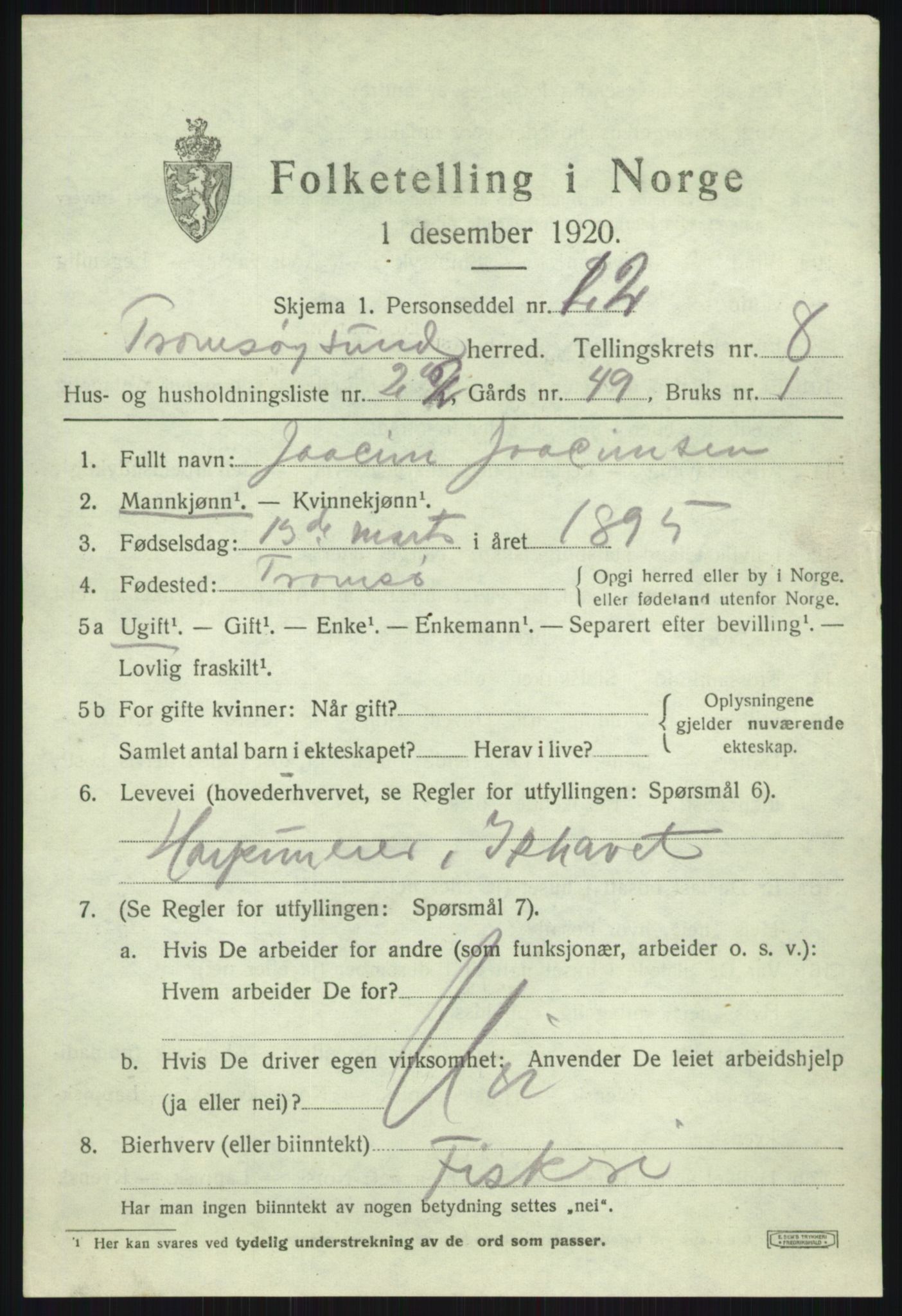 SATØ, 1920 census for Tromsøysund, 1920, p. 6512