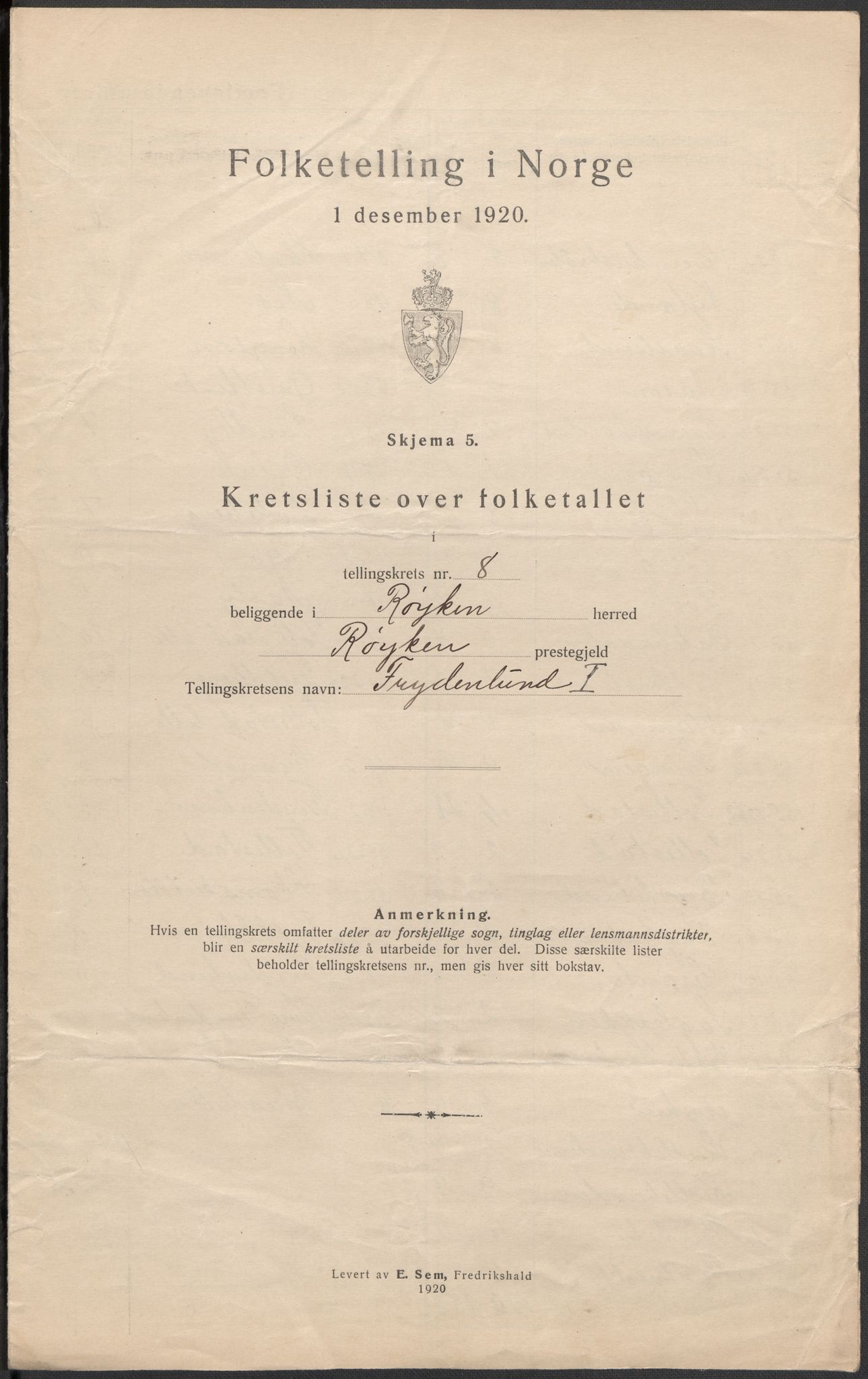 SAKO, 1920 census for Røyken, 1920, p. 35