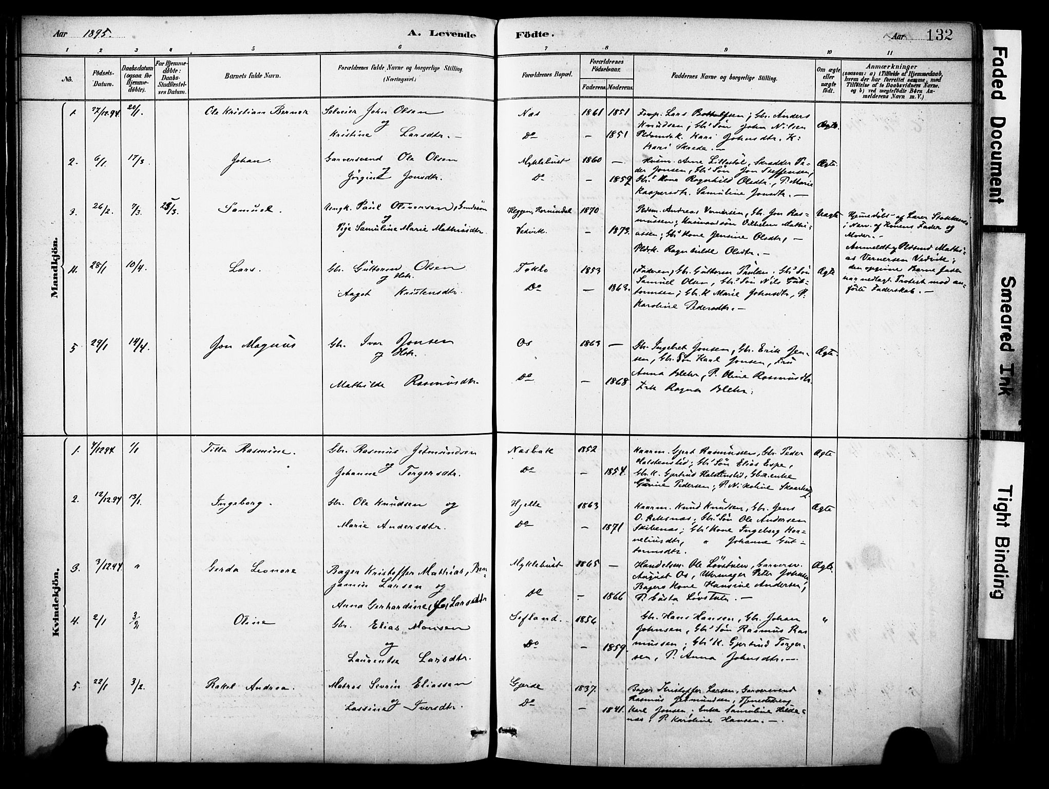 Eid sokneprestembete, SAB/A-82301/H/Haa/Haab/L0001: Parish register (official) no. B 1, 1879-1906, p. 132