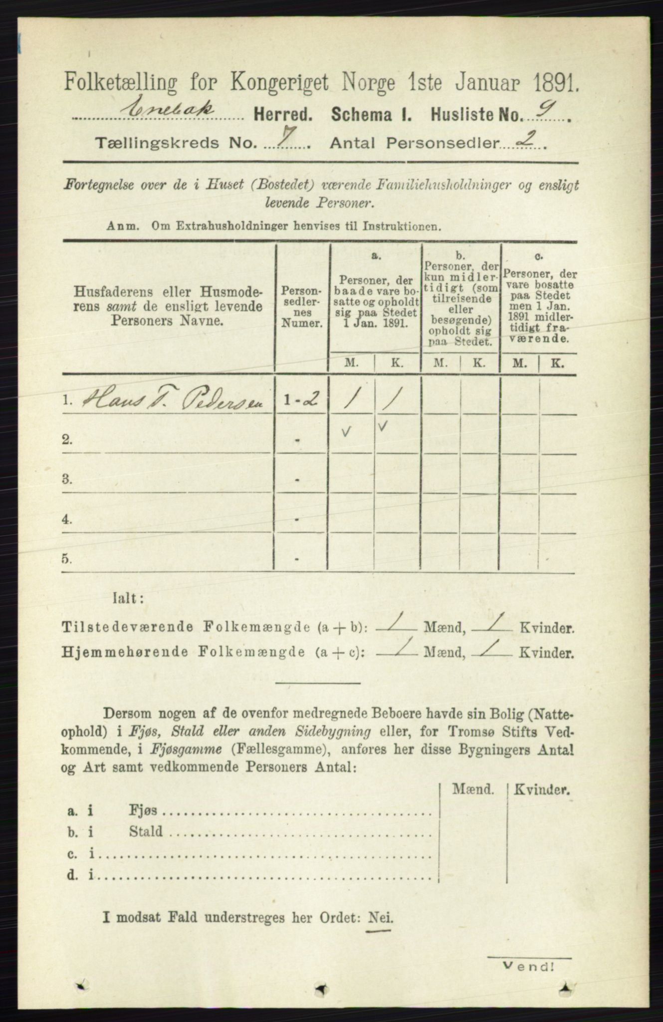 RA, 1891 census for 0229 Enebakk, 1891, p. 3495