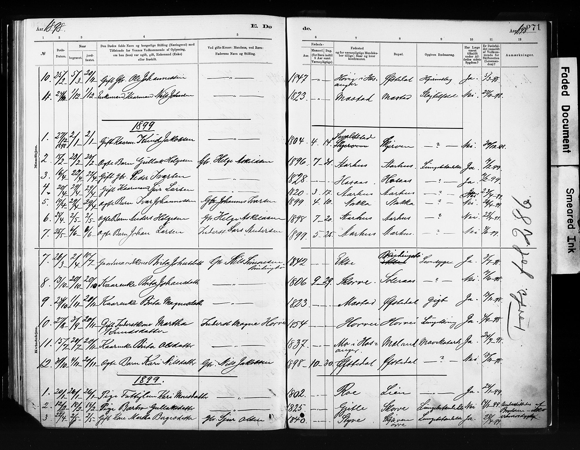 Evanger sokneprestembete, SAB/A-99924: Parish register (official) no. A 1, 1877-1899, p. 271