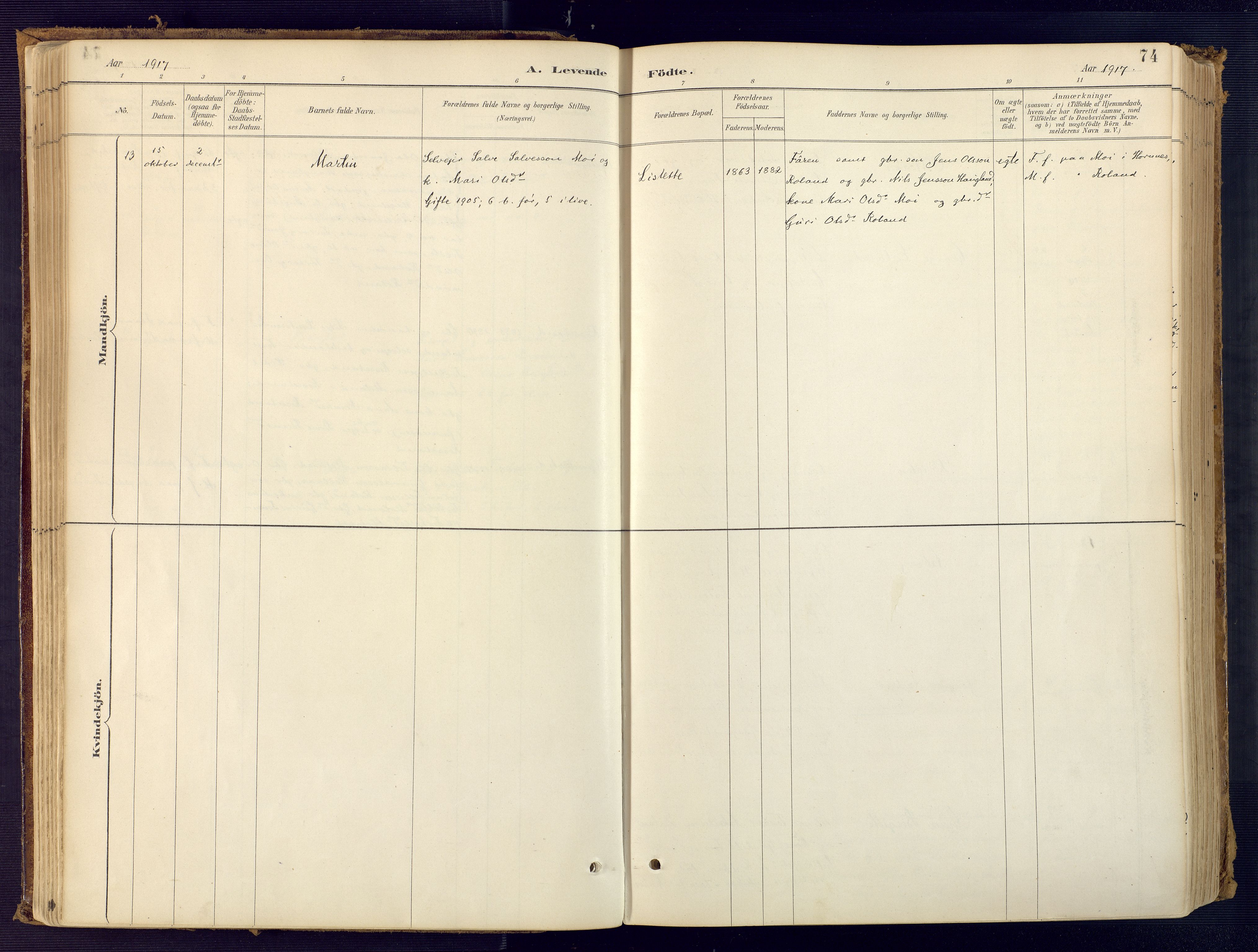 Bjelland sokneprestkontor, SAK/1111-0005/F/Fa/Faa/L0004: Parish register (official) no. A 4, 1887-1923, p. 74