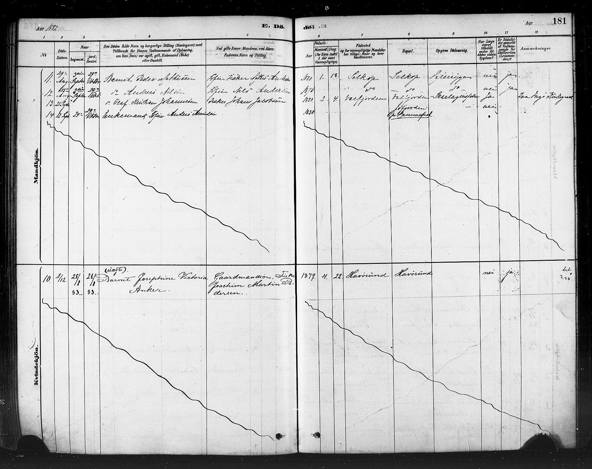 Måsøy sokneprestkontor, AV/SATØ-S-1348/H/Ha/L0004kirke: Parish register (official) no. 4, 1878-1891, p. 181