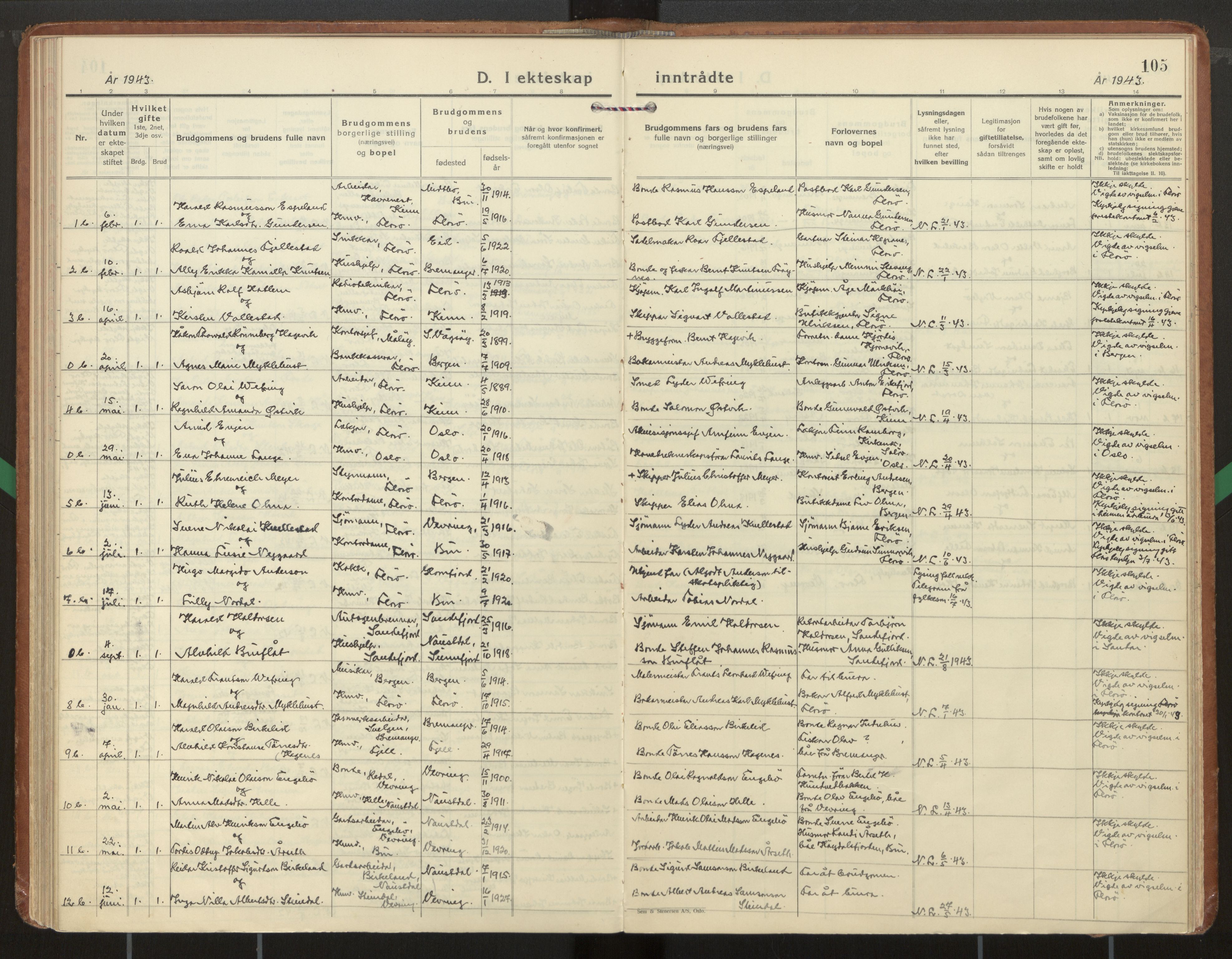 Kinn sokneprestembete, SAB/A-80801/H/Haa/Haac/L0004: Parish register (official) no. C 4, 1935-1947, p. 105
