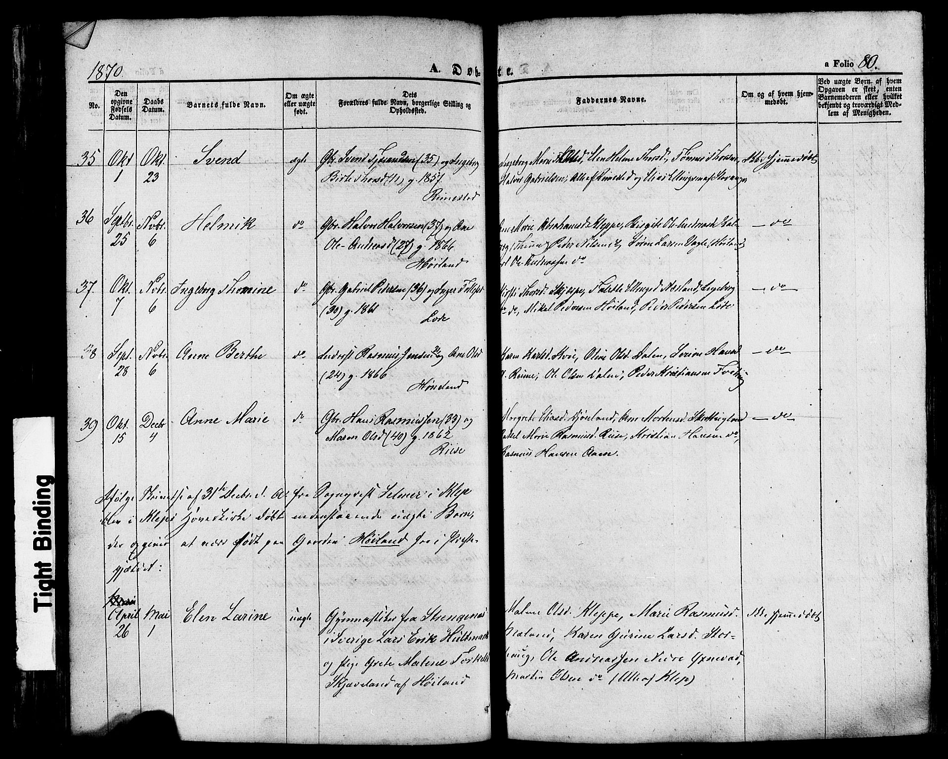 Hå sokneprestkontor, AV/SAST-A-101801/001/30BA/L0008: Parish register (official) no. A 7, 1853-1878, p. 80