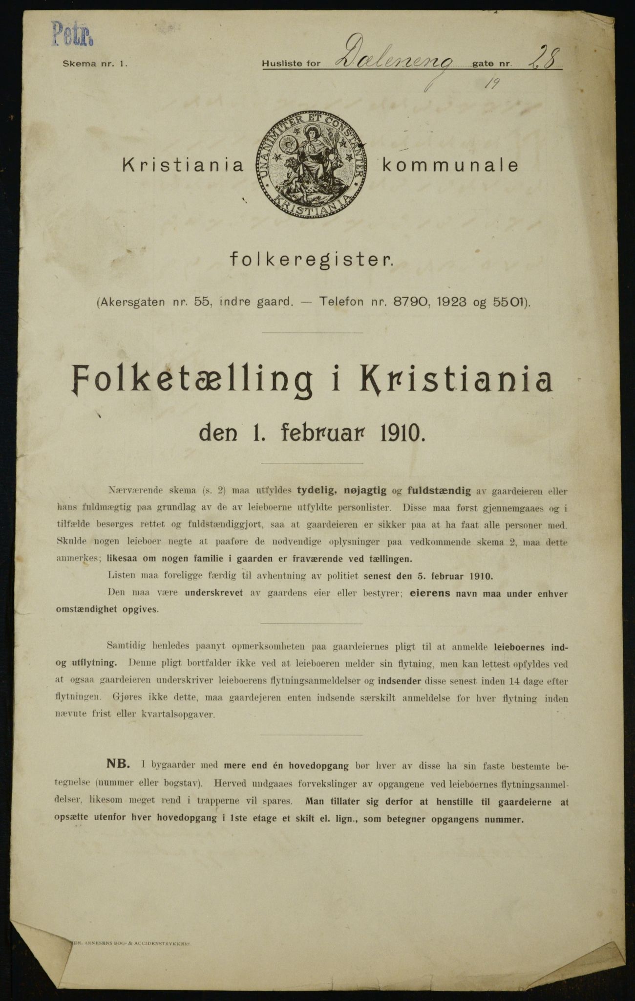 OBA, Municipal Census 1910 for Kristiania, 1910, p. 16638