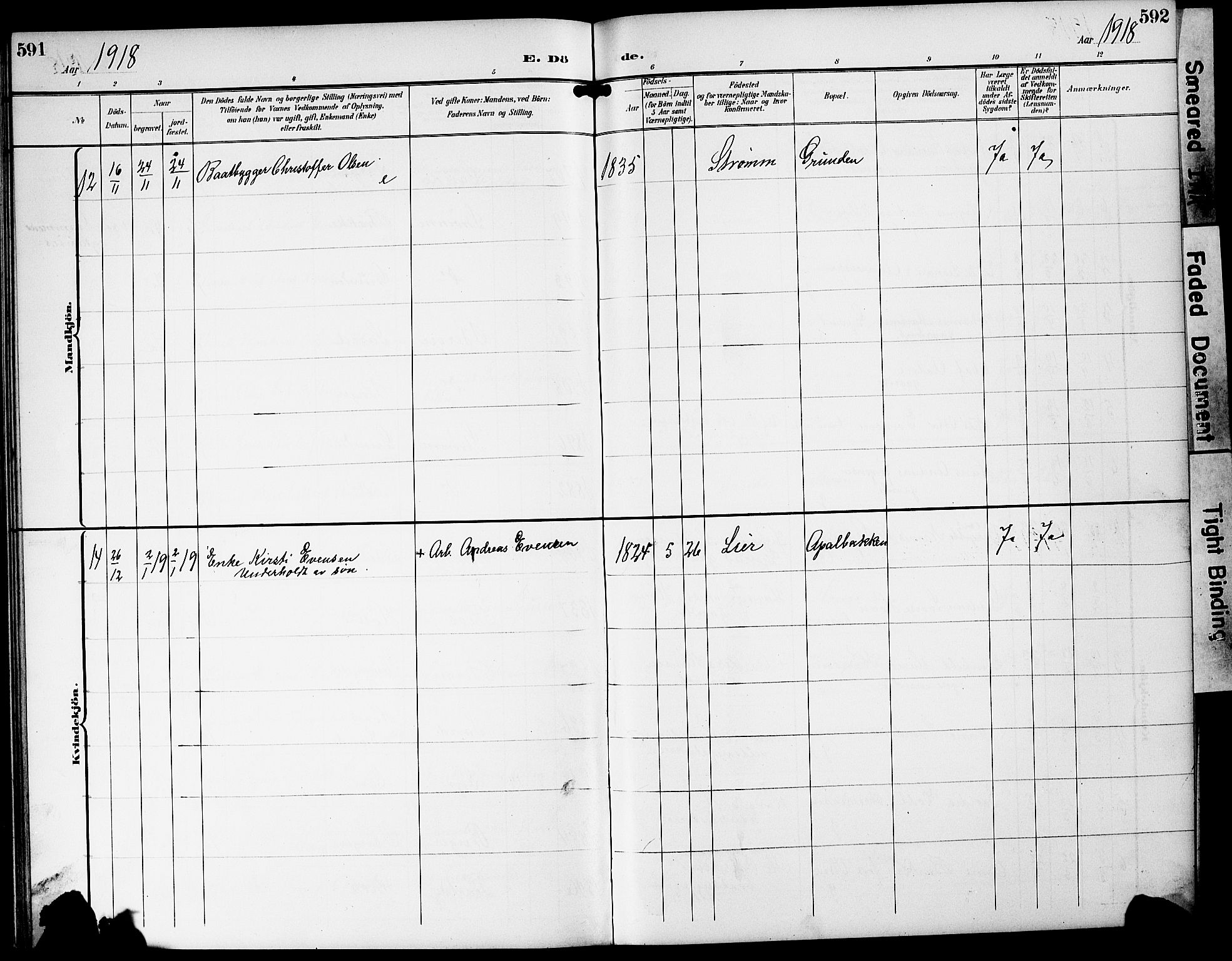 Strømm kirkebøker, AV/SAKO-A-322/G/Ga/L0004: Parish register (copy) no. I 4, 1897-1927, p. 591-592