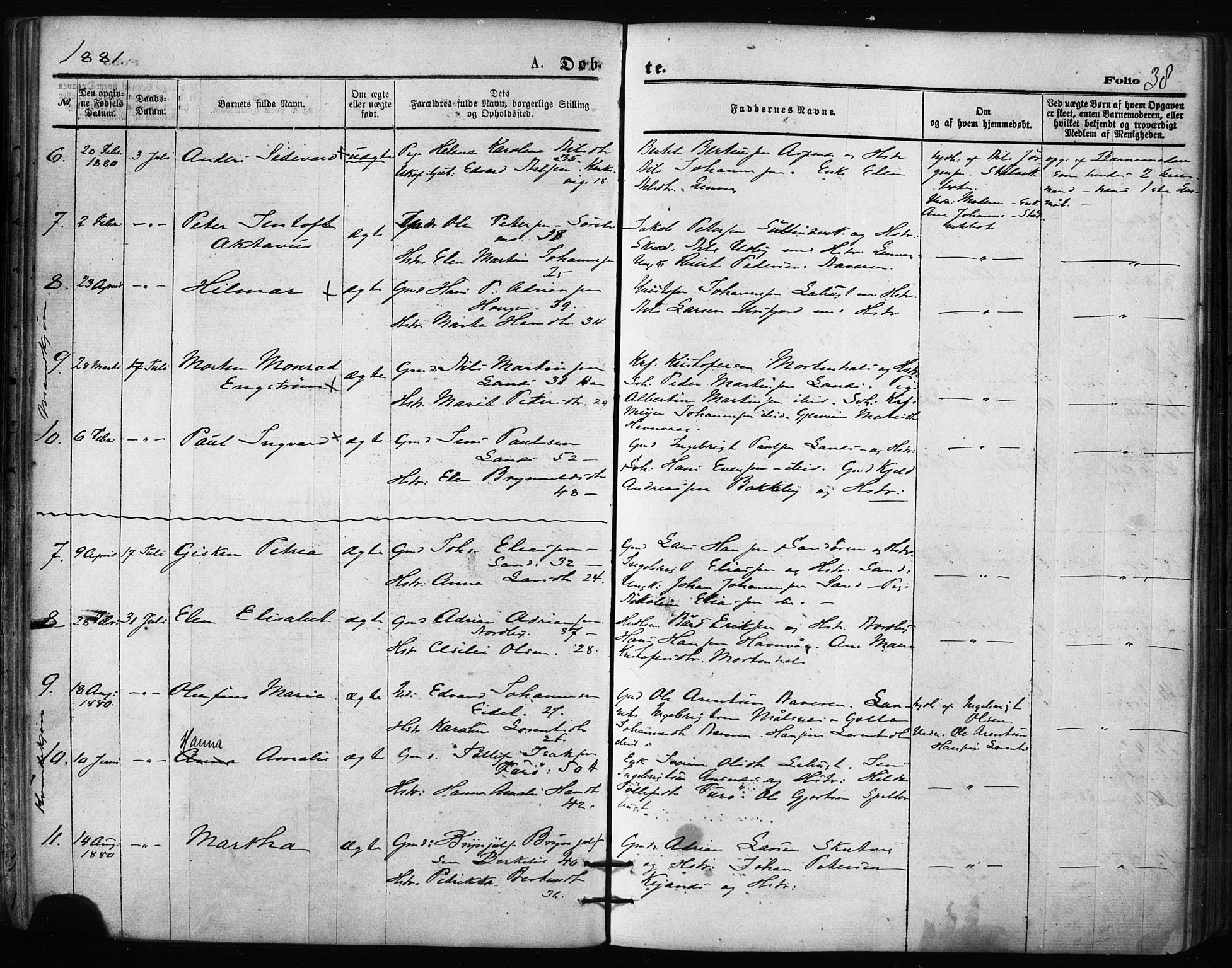 Balsfjord sokneprestembete, AV/SATØ-S-1303/G/Gaa/L0002kirke: Parish register (official) no. 2, 1871-1886, p. 38