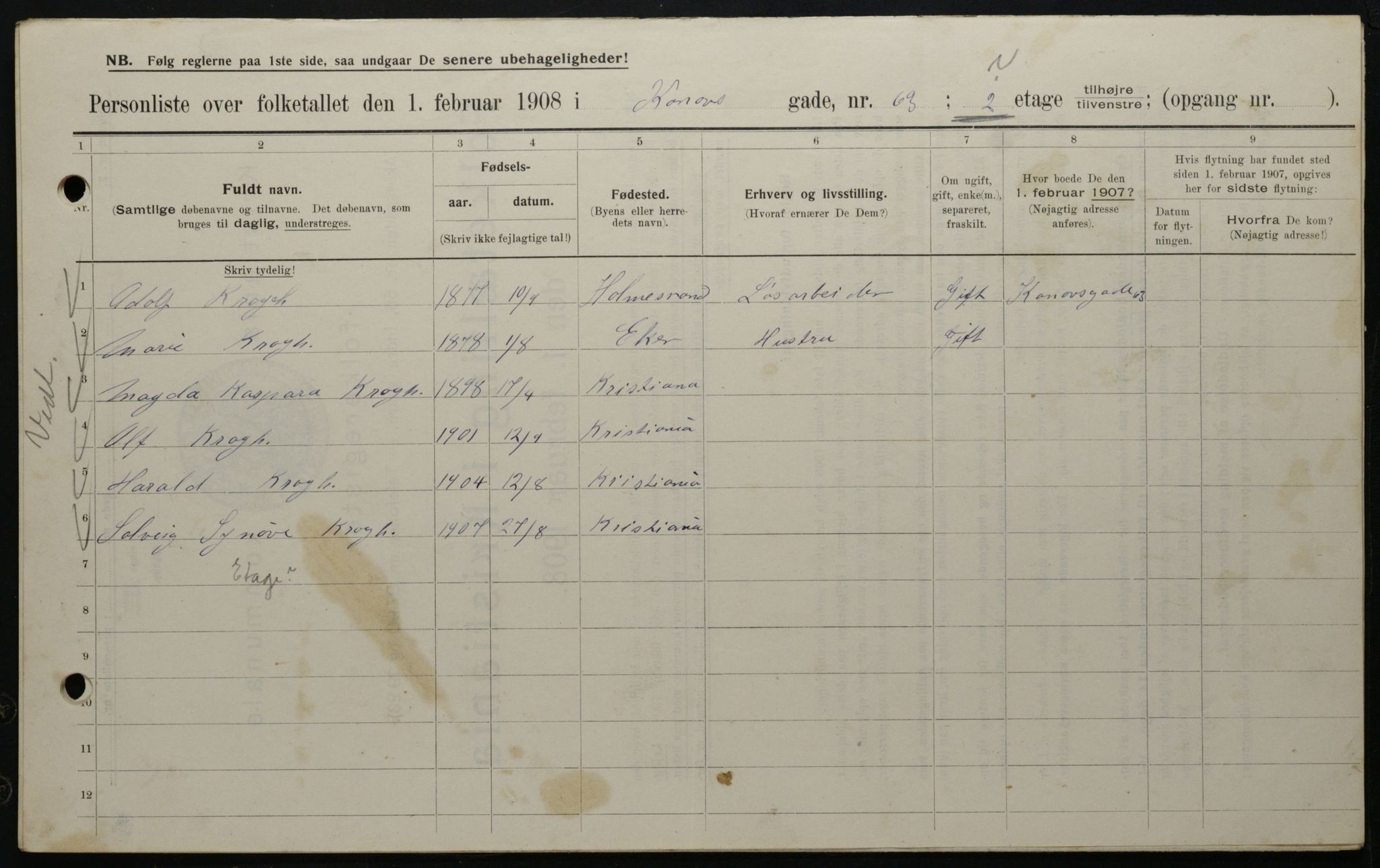 OBA, Municipal Census 1908 for Kristiania, 1908, p. 47834