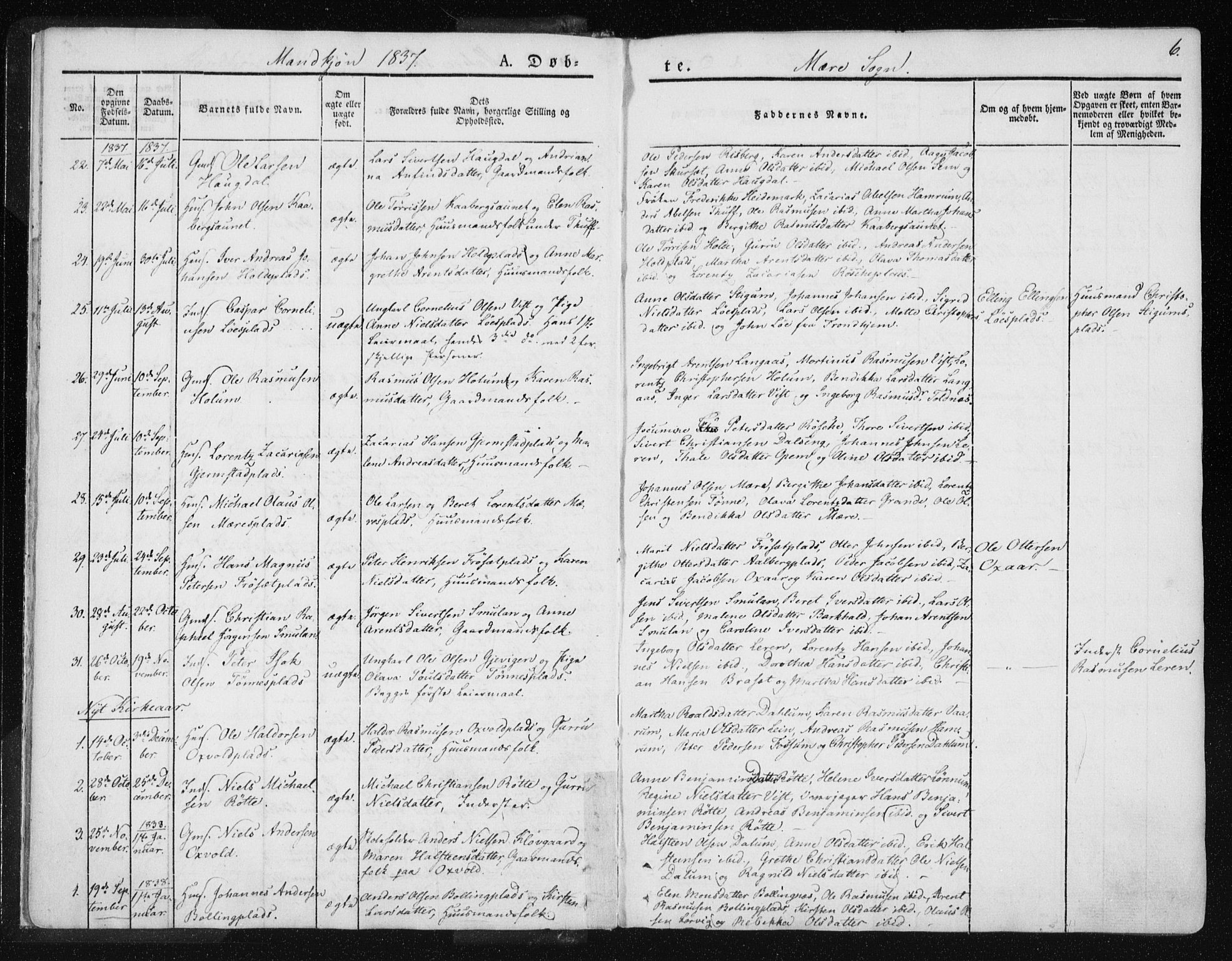 Ministerialprotokoller, klokkerbøker og fødselsregistre - Nord-Trøndelag, SAT/A-1458/735/L0339: Parish register (official) no. 735A06 /1, 1836-1848, p. 6