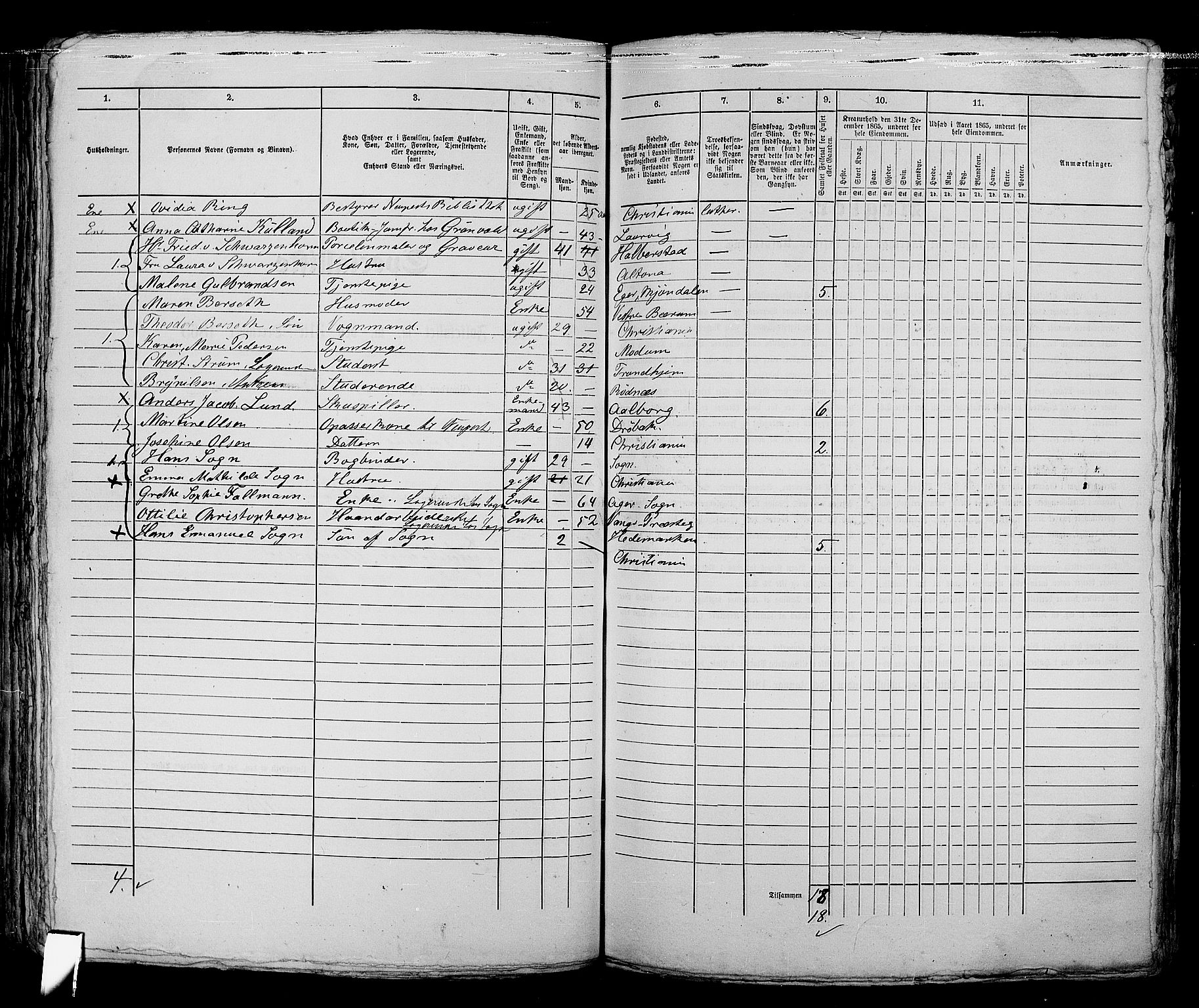 RA, 1865 census for Kristiania, 1865, p. 1944