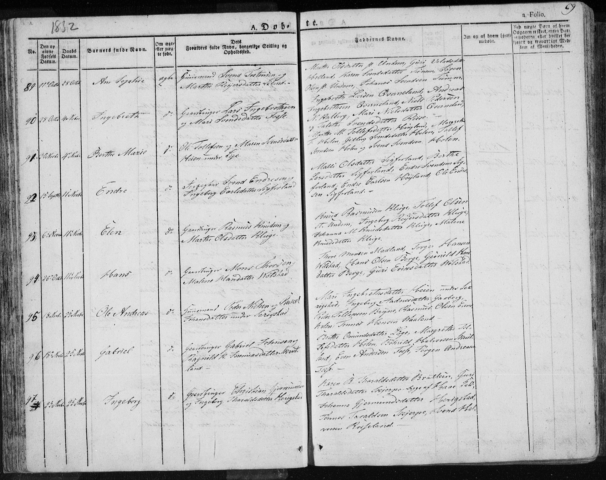 Lye sokneprestkontor, AV/SAST-A-101794/001/30BA/L0004: Parish register (official) no. A 4, 1826-1841, p. 69