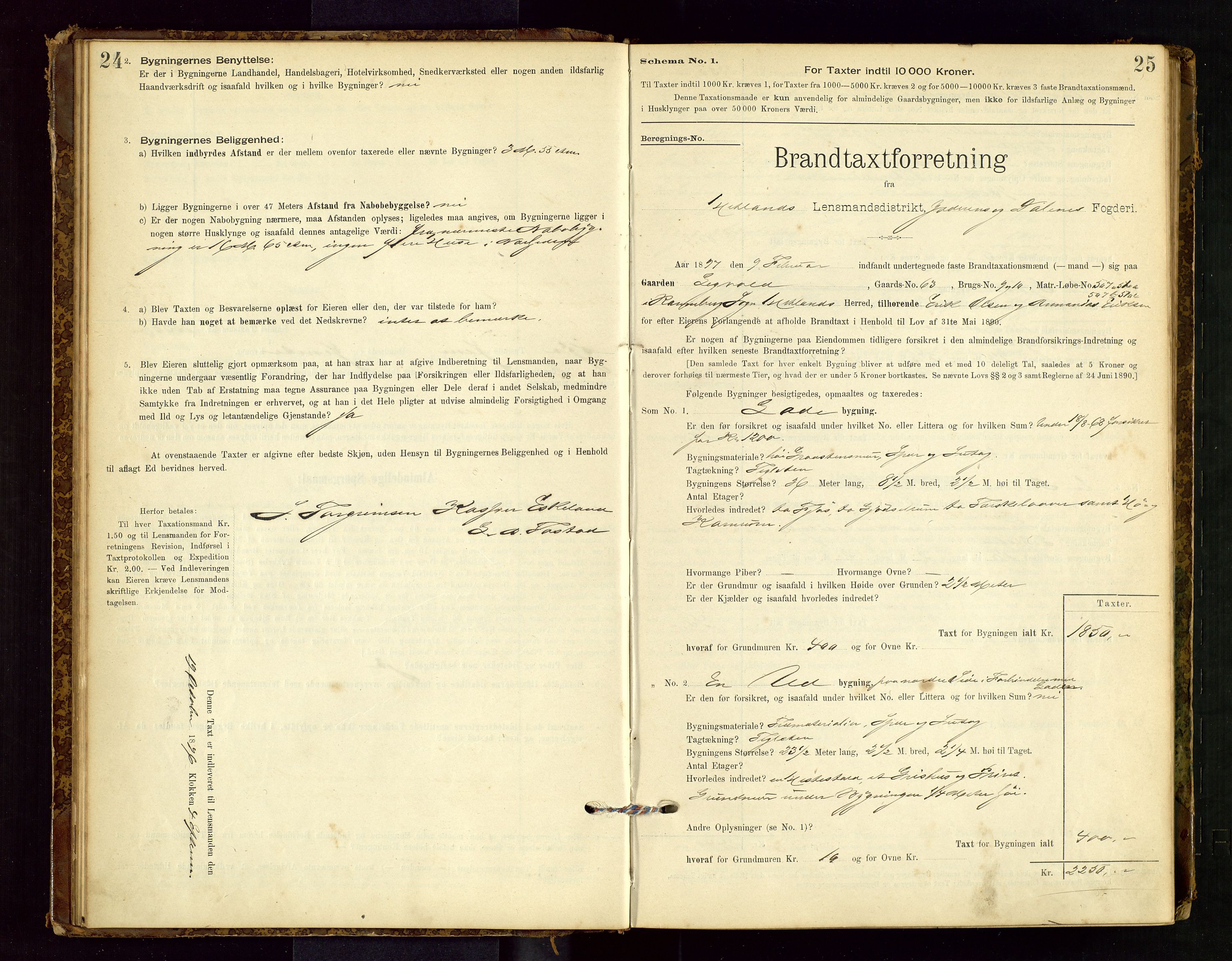 Hetland lensmannskontor, SAST/A-100101/Gob/L0001: "Brandtaxationsprotokol", 1895-1918, p. 24-25