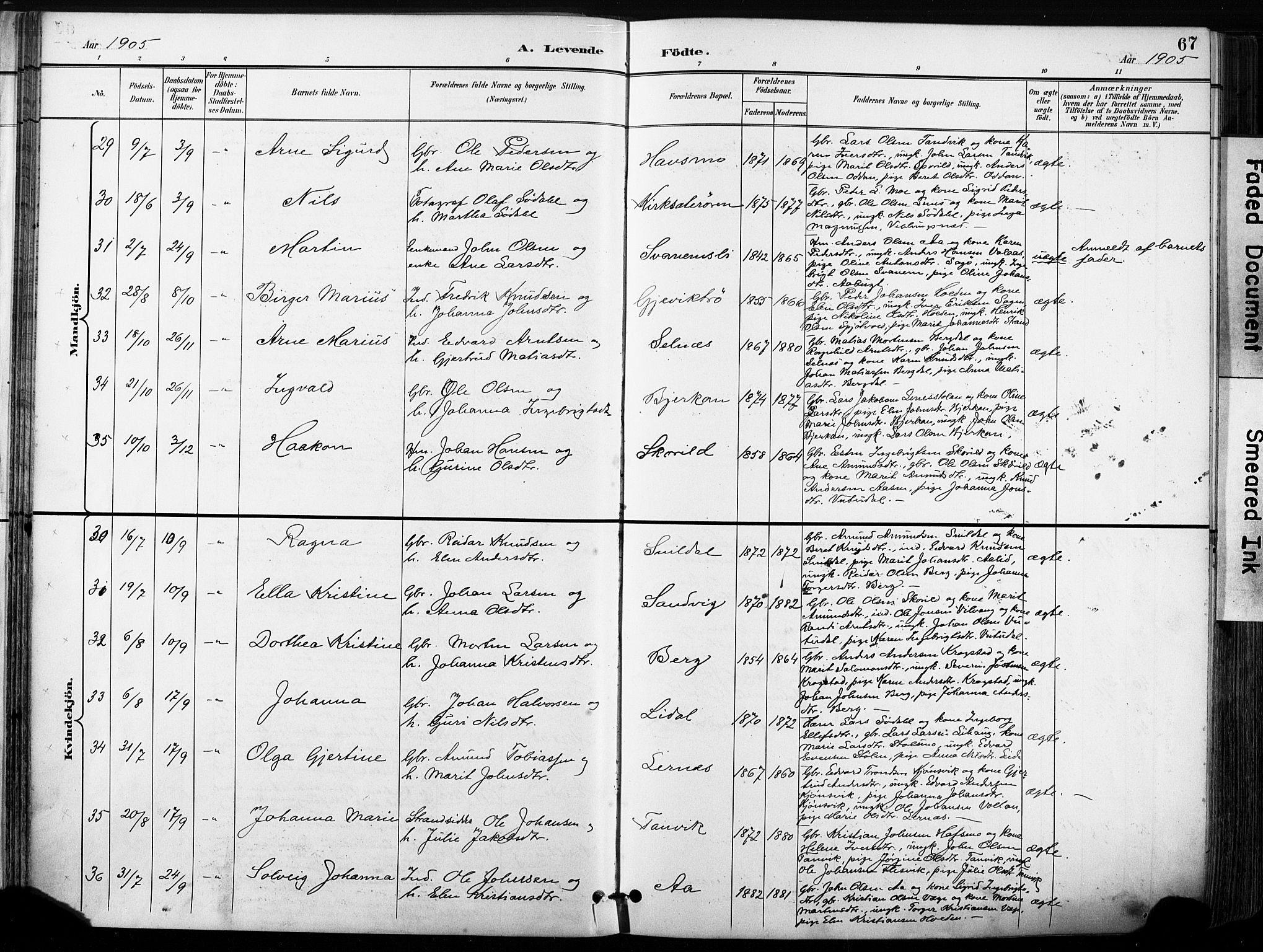 Ministerialprotokoller, klokkerbøker og fødselsregistre - Sør-Trøndelag, AV/SAT-A-1456/630/L0497: Parish register (official) no. 630A10, 1896-1910, p. 67