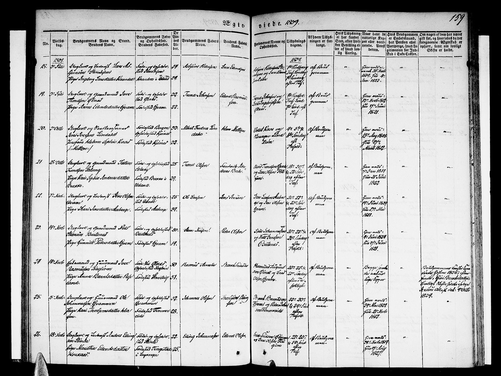 Sogndal sokneprestembete, AV/SAB-A-81301/H/Haa/Haaa/L0011: Parish register (official) no. A 11, 1839-1847, p. 159