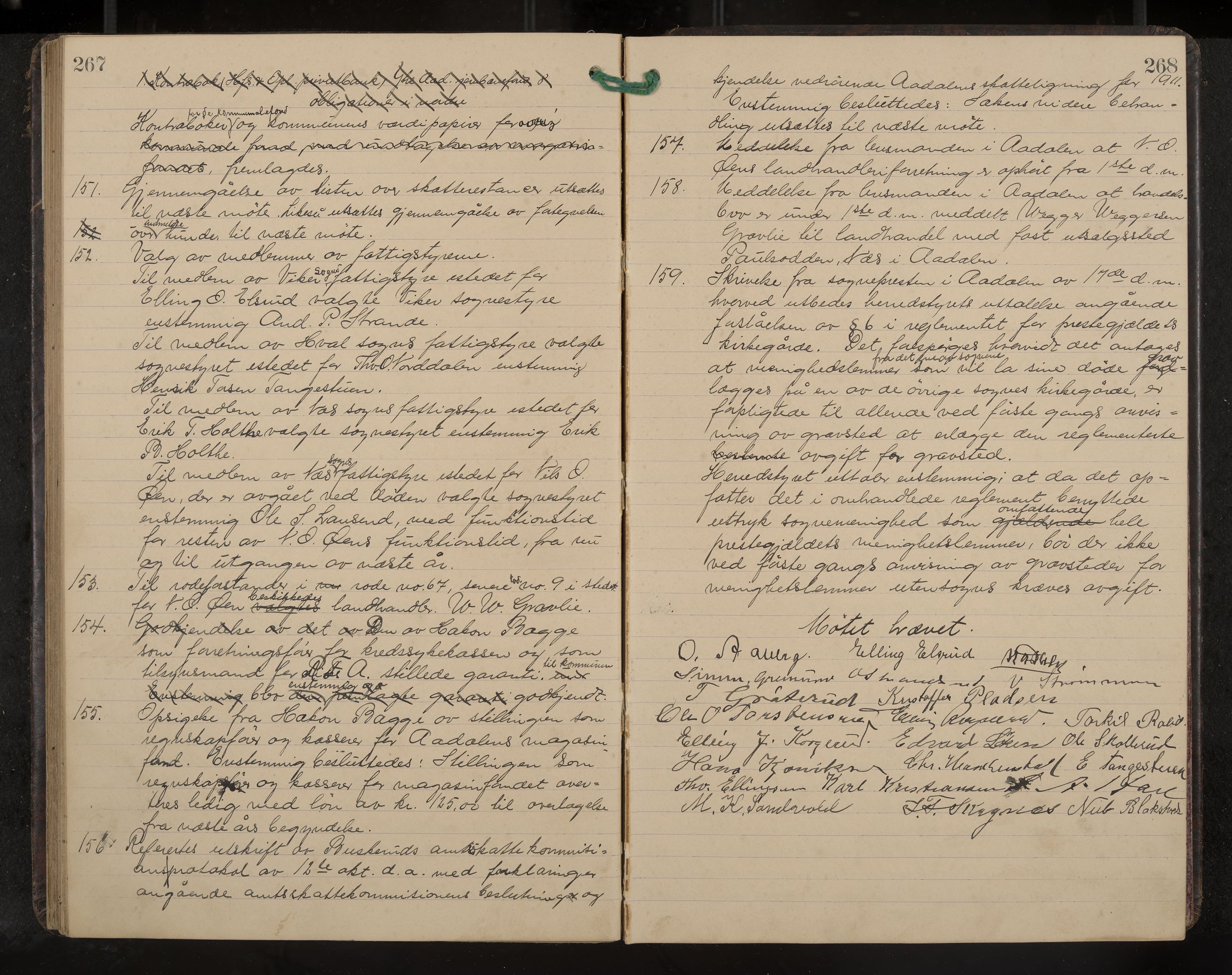 Ådal formannskap og sentraladministrasjon, IKAK/0614021/A/Aa/L0003: Møtebok, 1907-1914, p. 267-268