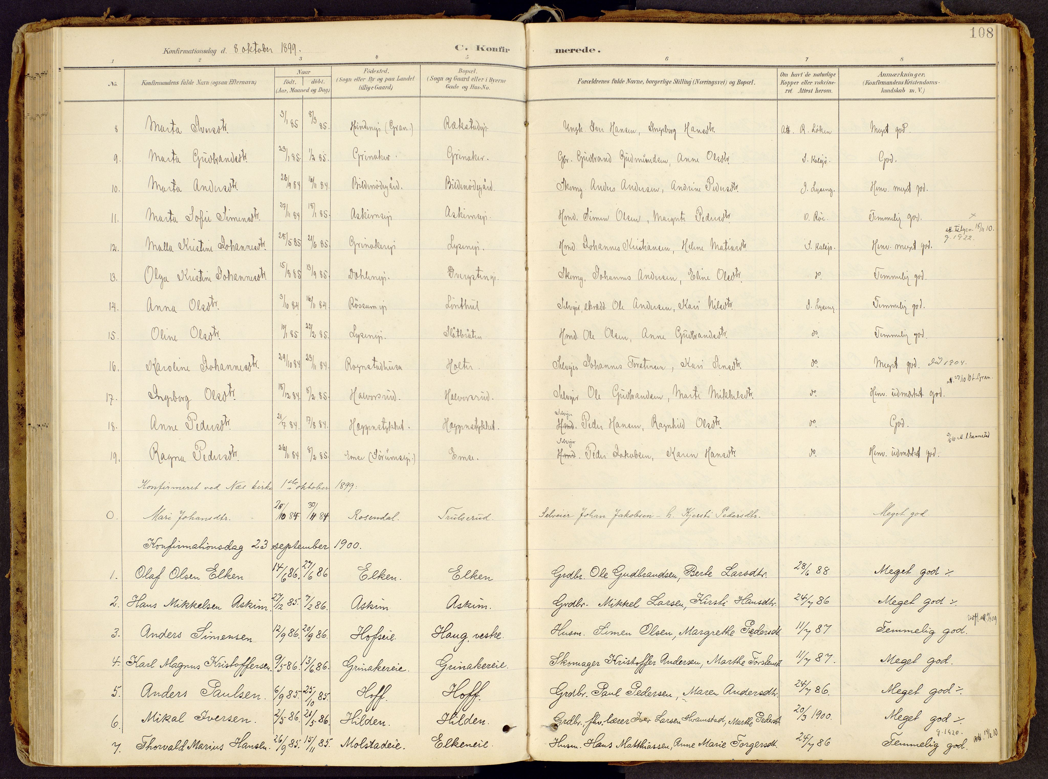 Brandbu prestekontor, SAH/PREST-114/H/Ha/Haa/L0002: Parish register (official) no. 2, 1899-1914, p. 108