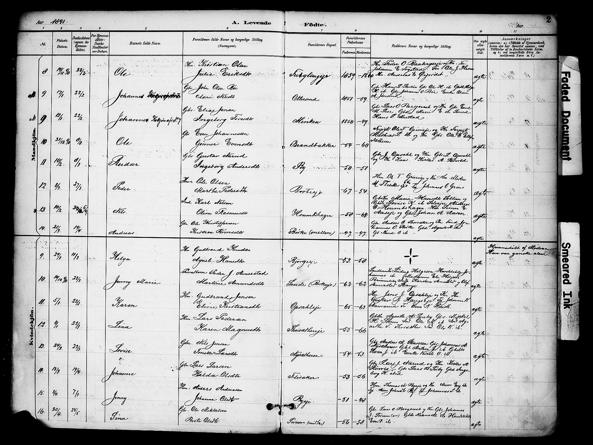 Ringsaker prestekontor, AV/SAH-PREST-014/K/Ka/L0016: Parish register (official) no. 16, 1891-1904, p. 2