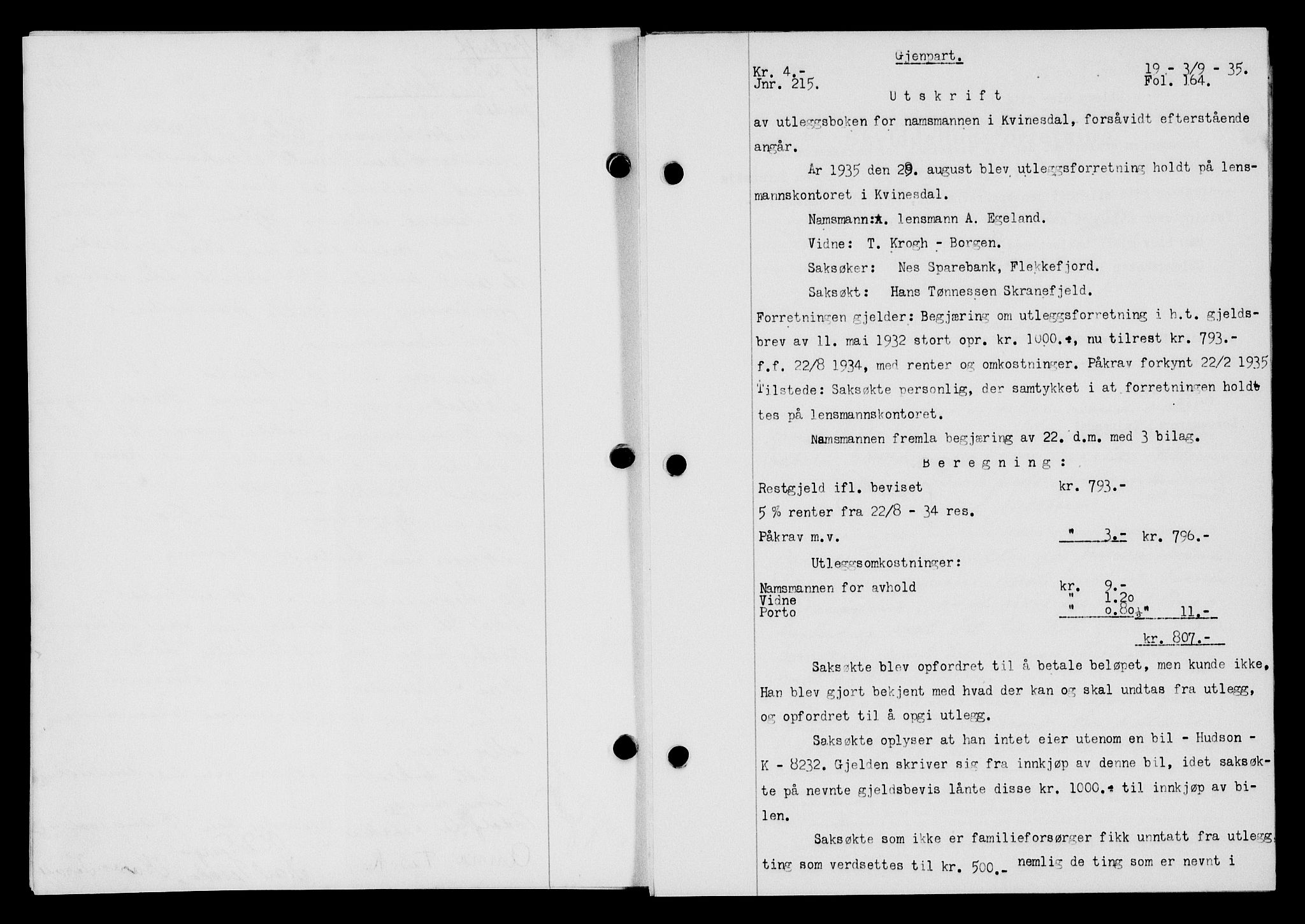 Flekkefjord sorenskriveri, AV/SAK-1221-0001/G/Gb/Gba/L0052: Mortgage book no. 48, 1935-1936, Deed date: 03.09.1935