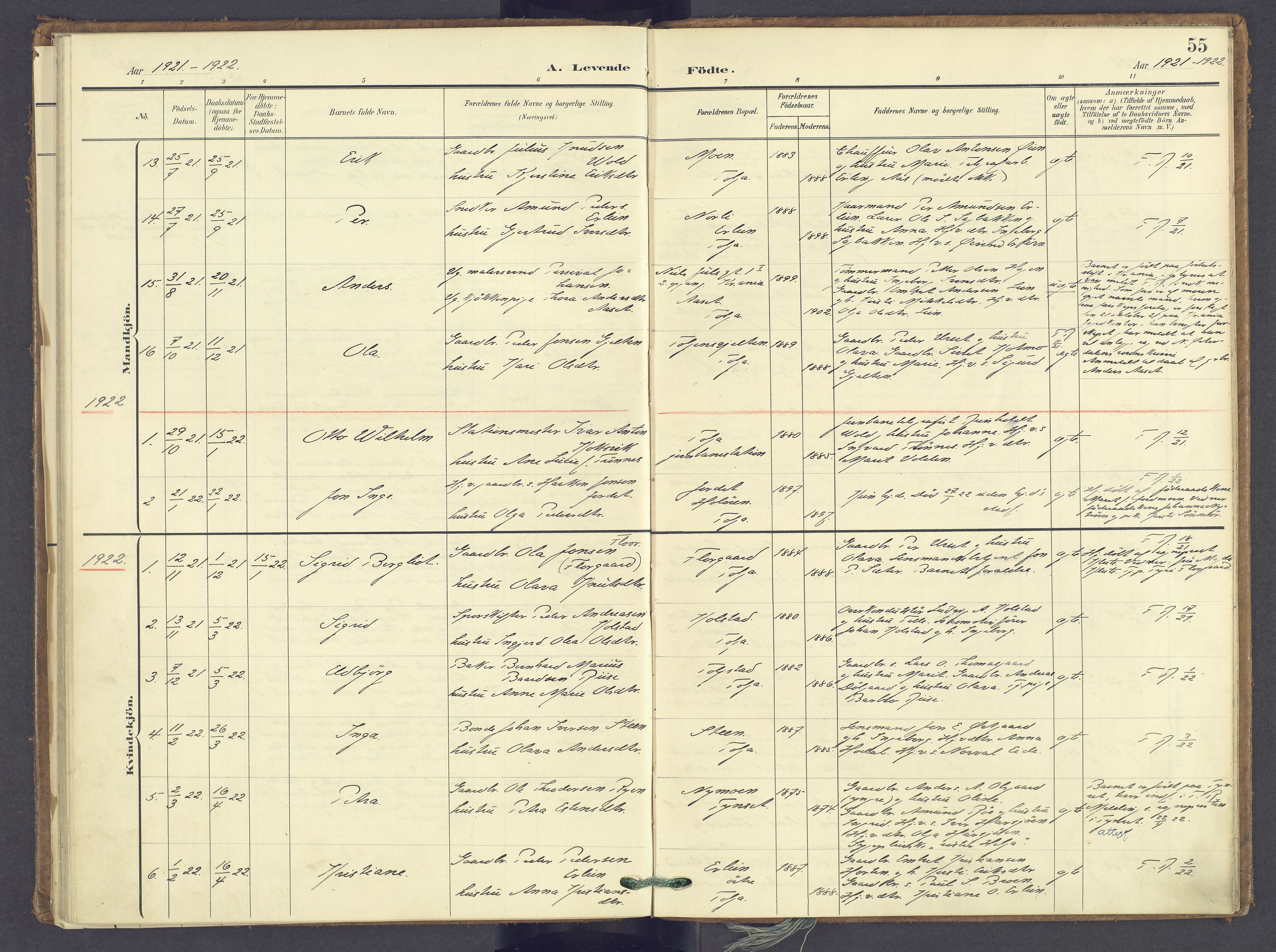 Tolga prestekontor, SAH/PREST-062/K/L0014: Parish register (official) no. 14, 1903-1929, p. 55