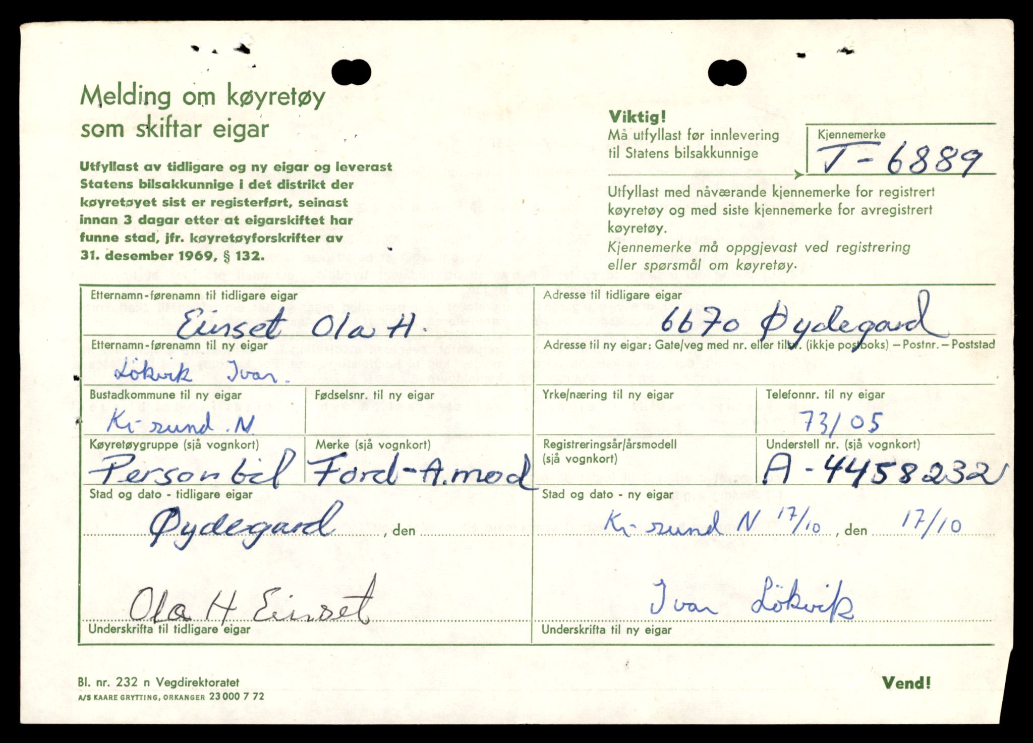 Møre og Romsdal vegkontor - Ålesund trafikkstasjon, AV/SAT-A-4099/F/Fe/L0017: Registreringskort for kjøretøy T 1985 - T 10090, 1927-1998, p. 815