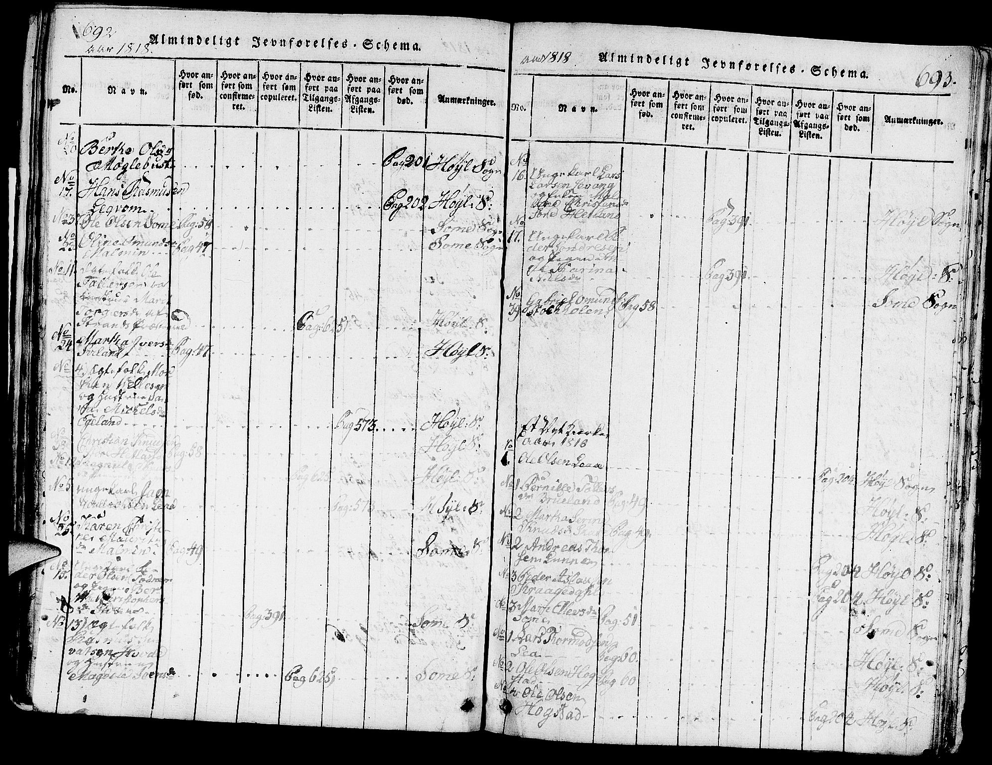 Høyland sokneprestkontor, AV/SAST-A-101799/001/30BA/L0006: Parish register (official) no. A 6, 1815-1825, p. 692-693