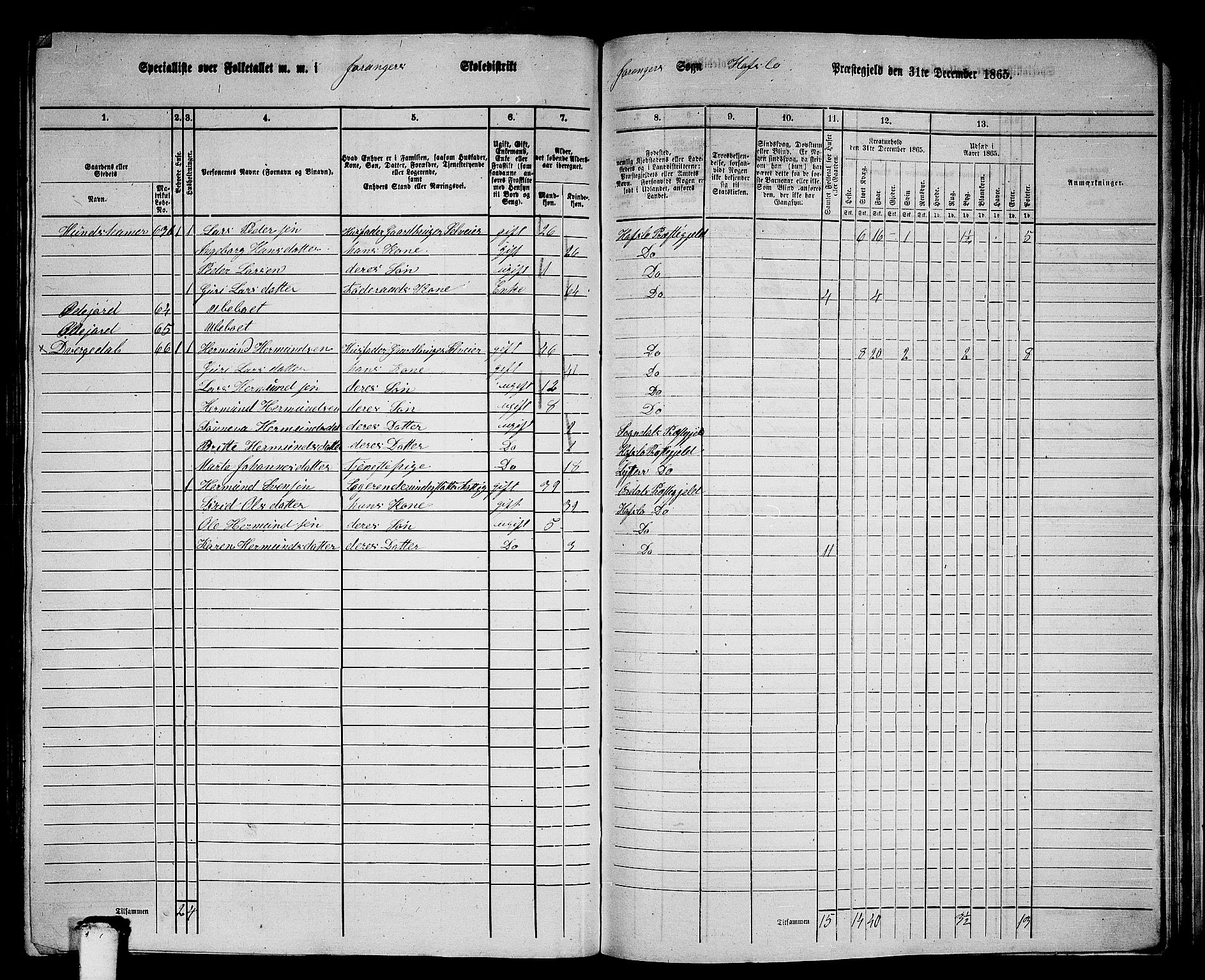 RA, 1865 census for Hafslo, 1865, p. 132