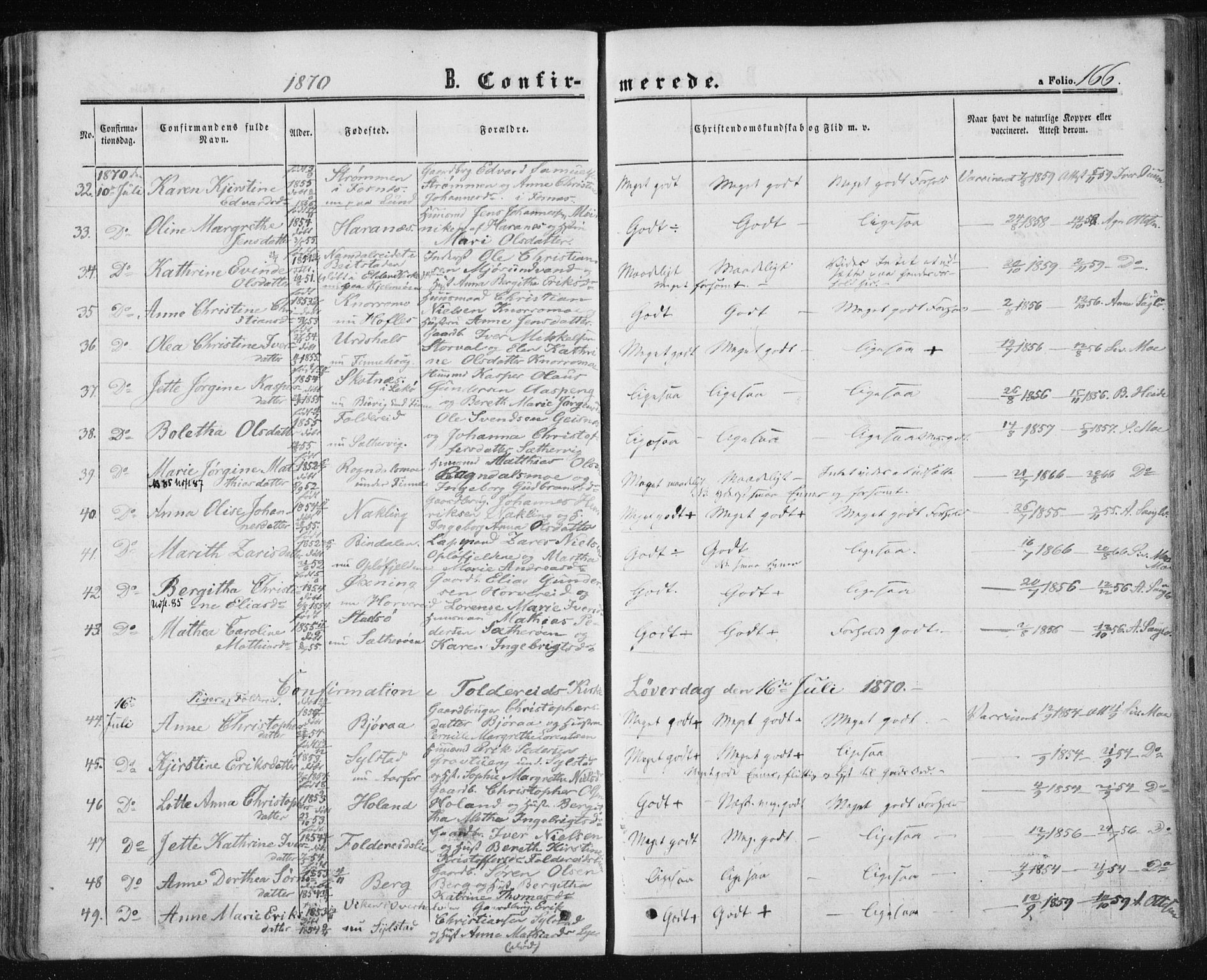 Ministerialprotokoller, klokkerbøker og fødselsregistre - Nord-Trøndelag, SAT/A-1458/780/L0641: Parish register (official) no. 780A06, 1857-1874, p. 166