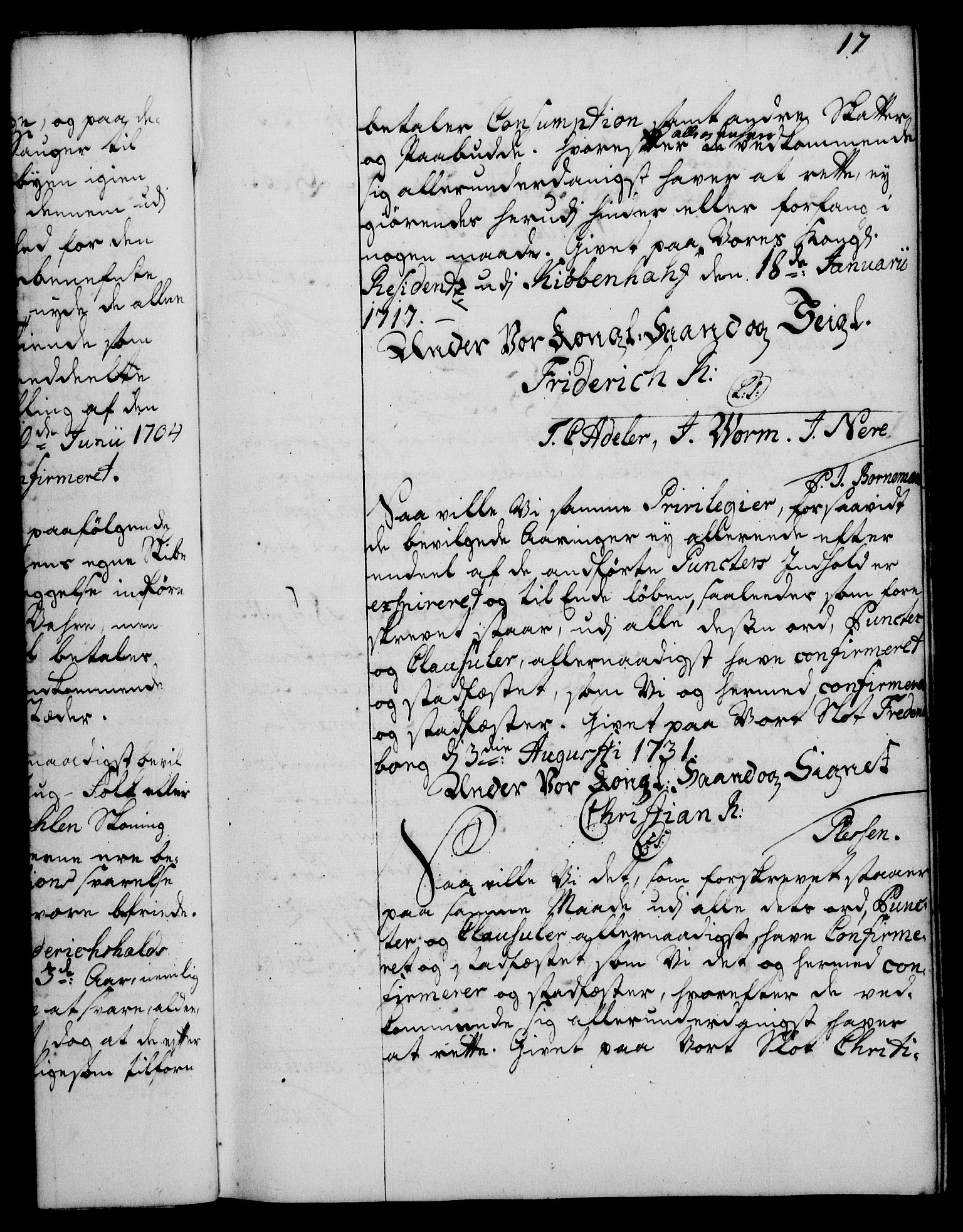 Rentekammeret, Kammerkanselliet, RA/EA-3111/G/Gg/Ggc/Ggca/L0001: Norsk konfirmasjonsekspedisjonsprotokoll med register (merket RK 53.23), 1746-1750, p. 17